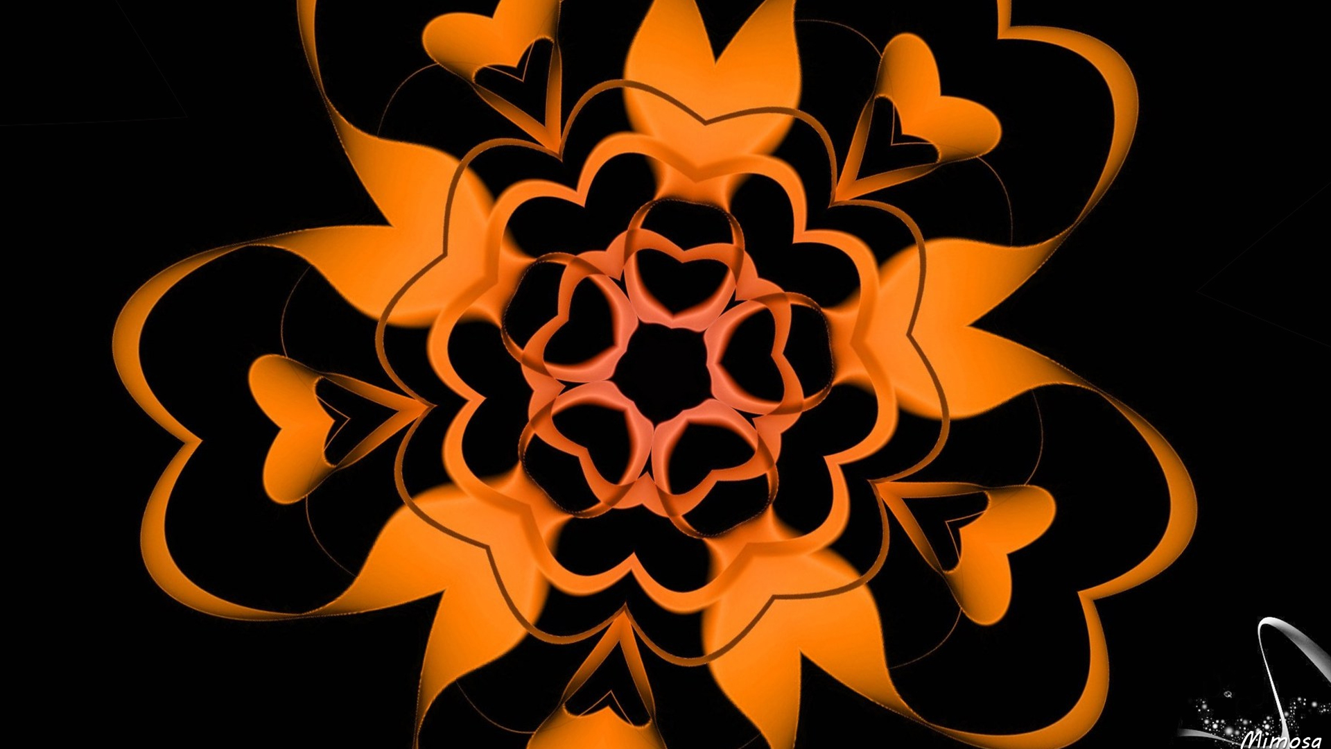 Abstract Artistic Digital Art Kaleidoscope Orange Color 1920x1080