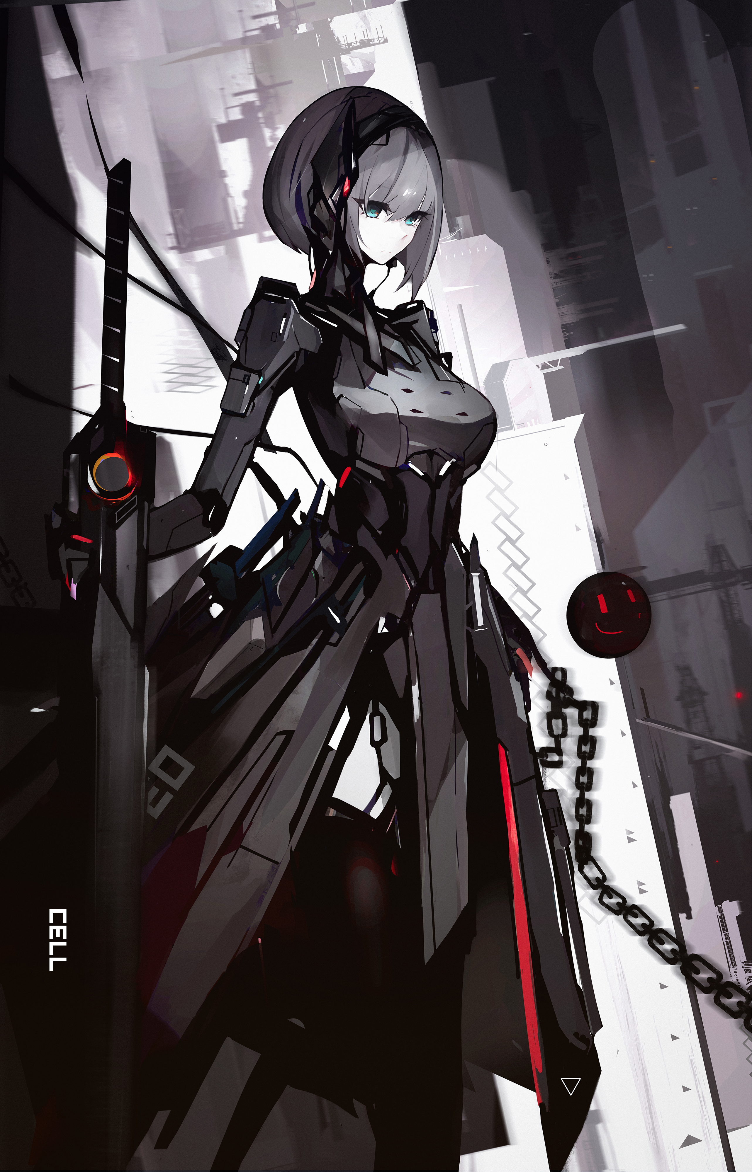 Cell Artist Portrait Display Anime Anime Girls Cyborg Girl With Weapon 2565x4000