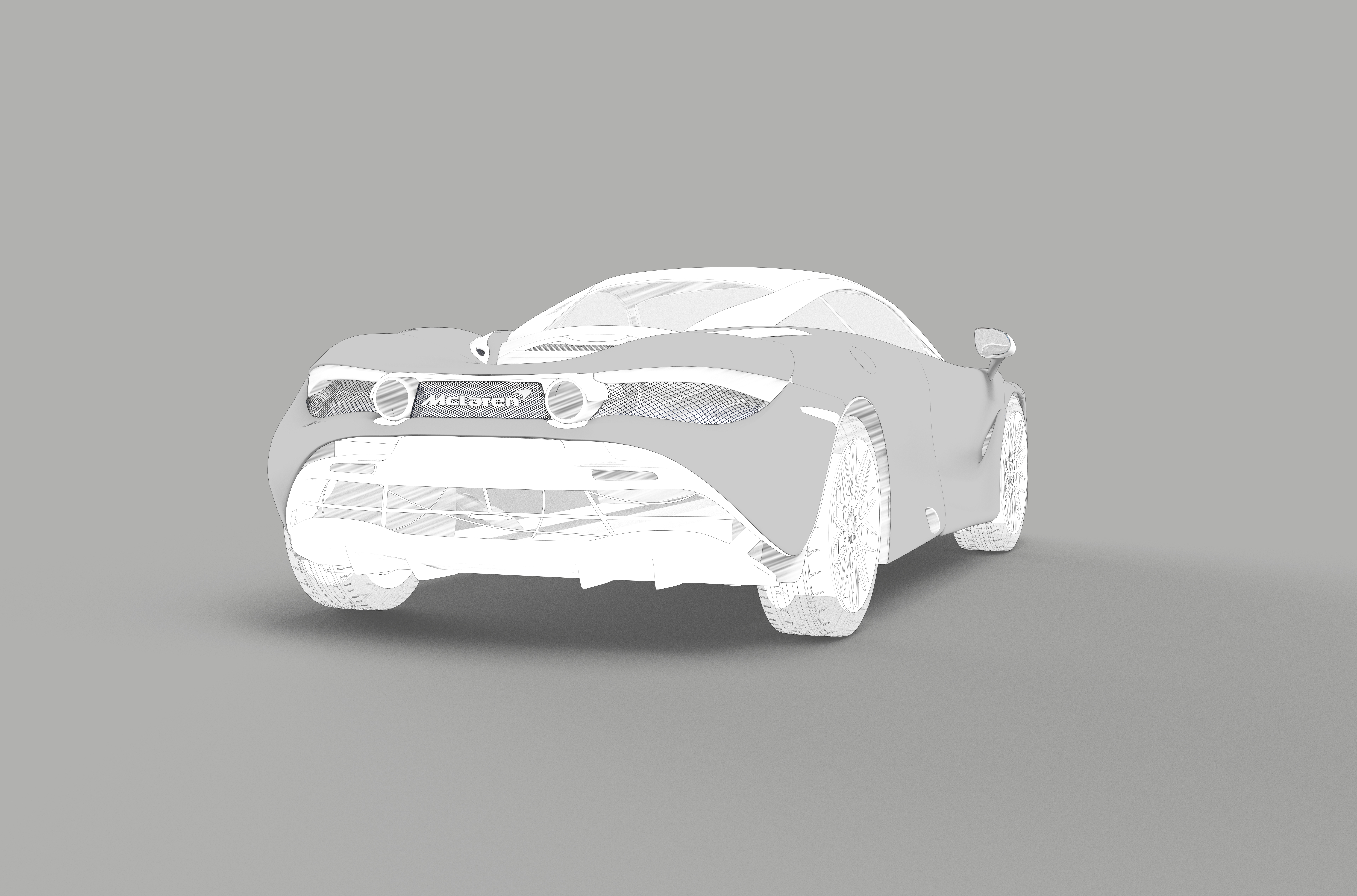 McLaren 720S Minimalism Sports Car Sketches Car Monochrome 7680x5071