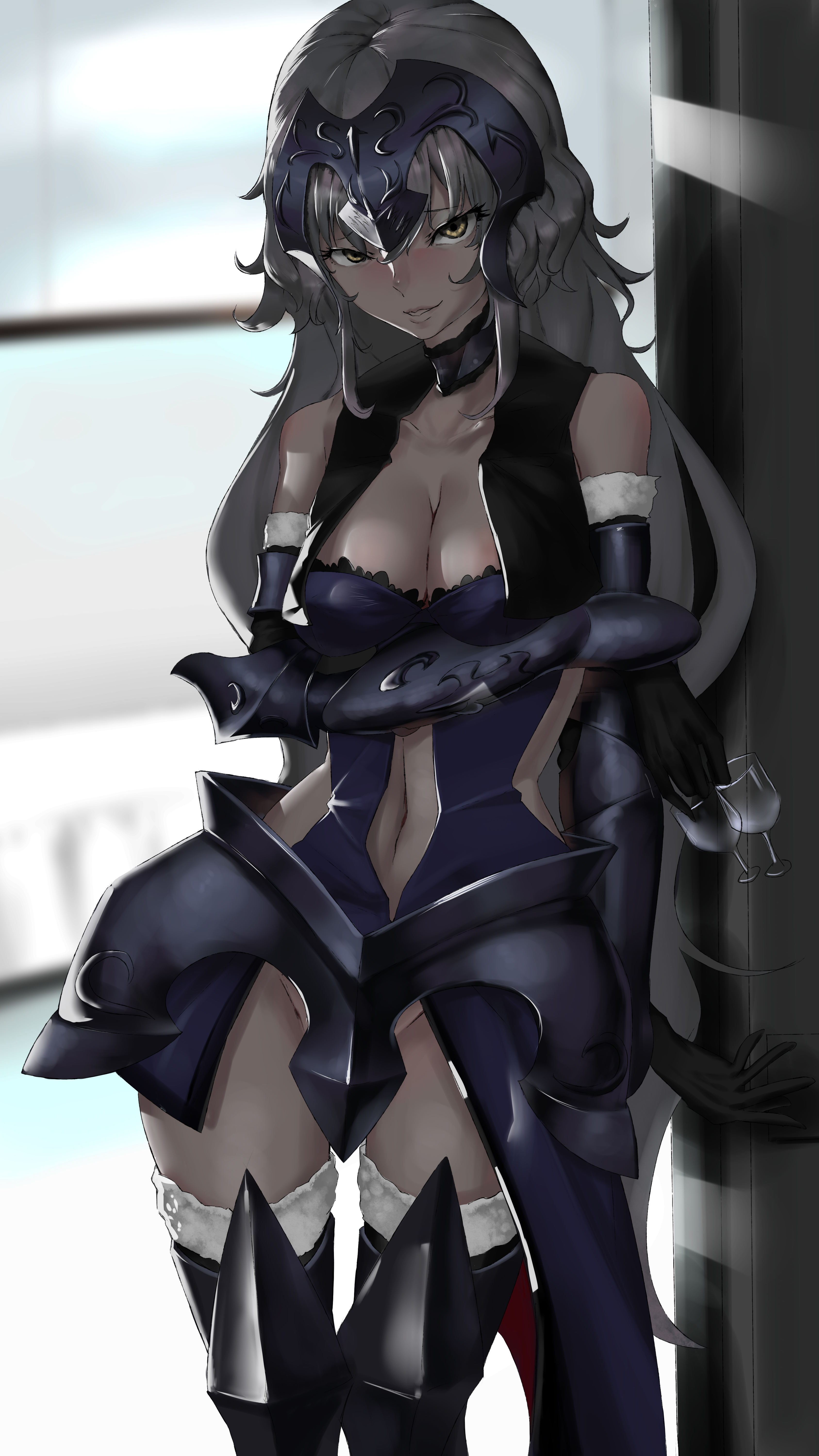 Fate Grand Order Fate Series Jeanne DArc Armor Arms Crossed Yellow Eyes Silver Hair Blush Blushing S 3375x6000