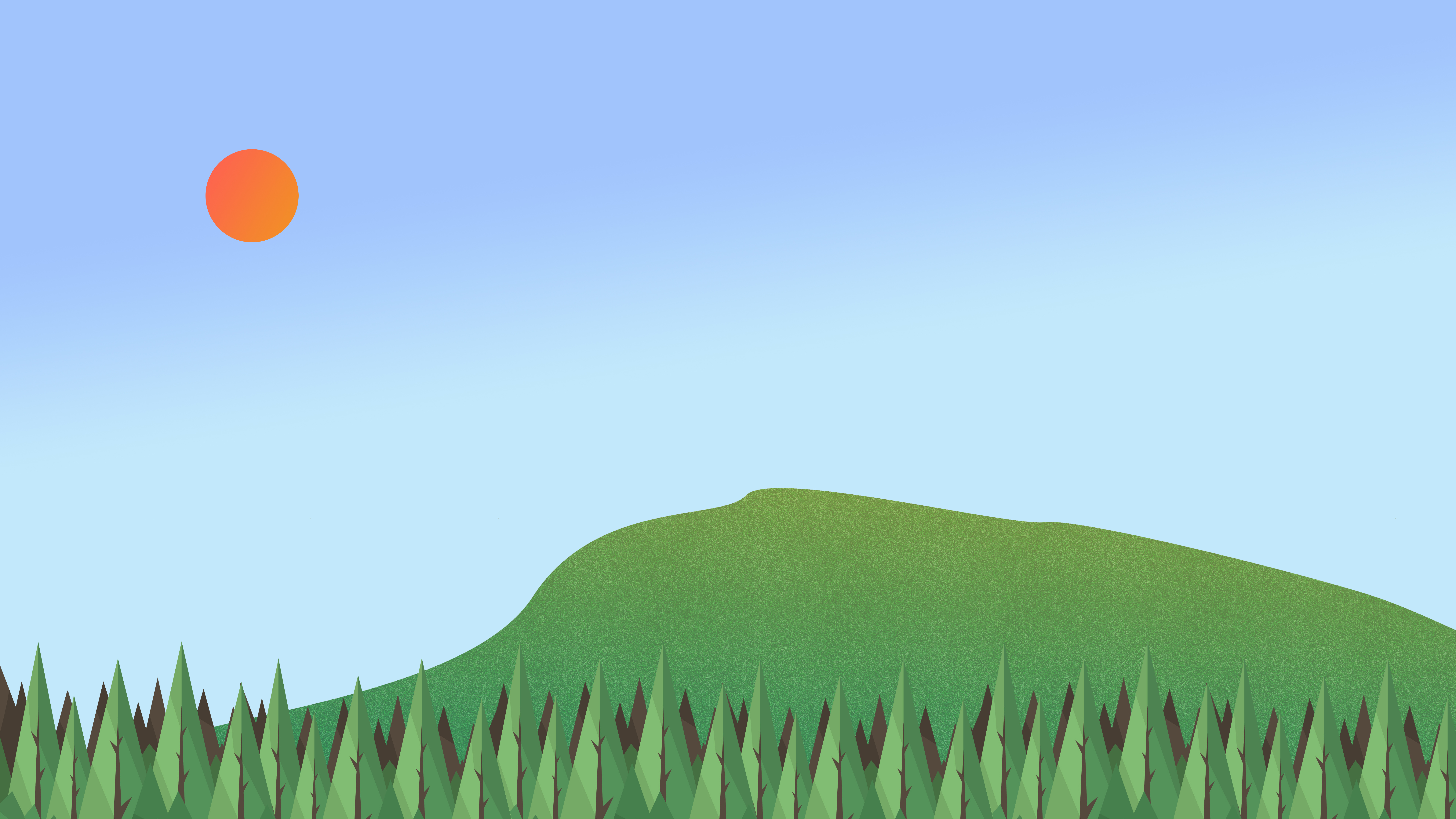 Forest Sun Grass Nature Sky Minimalism Artwork Digital Art Illustration Interfaces Simple Background 7680x4320