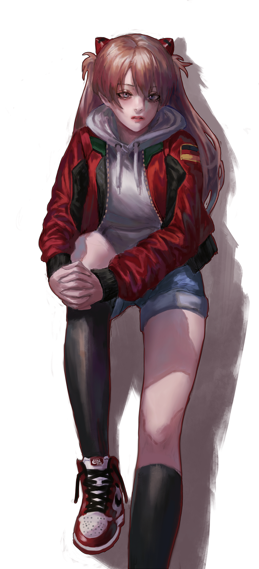Neon Genesis Evangelion Long Hair Twintails Anime Girls Redhead Black Legwear Red Jackets Vertical A 827x1812