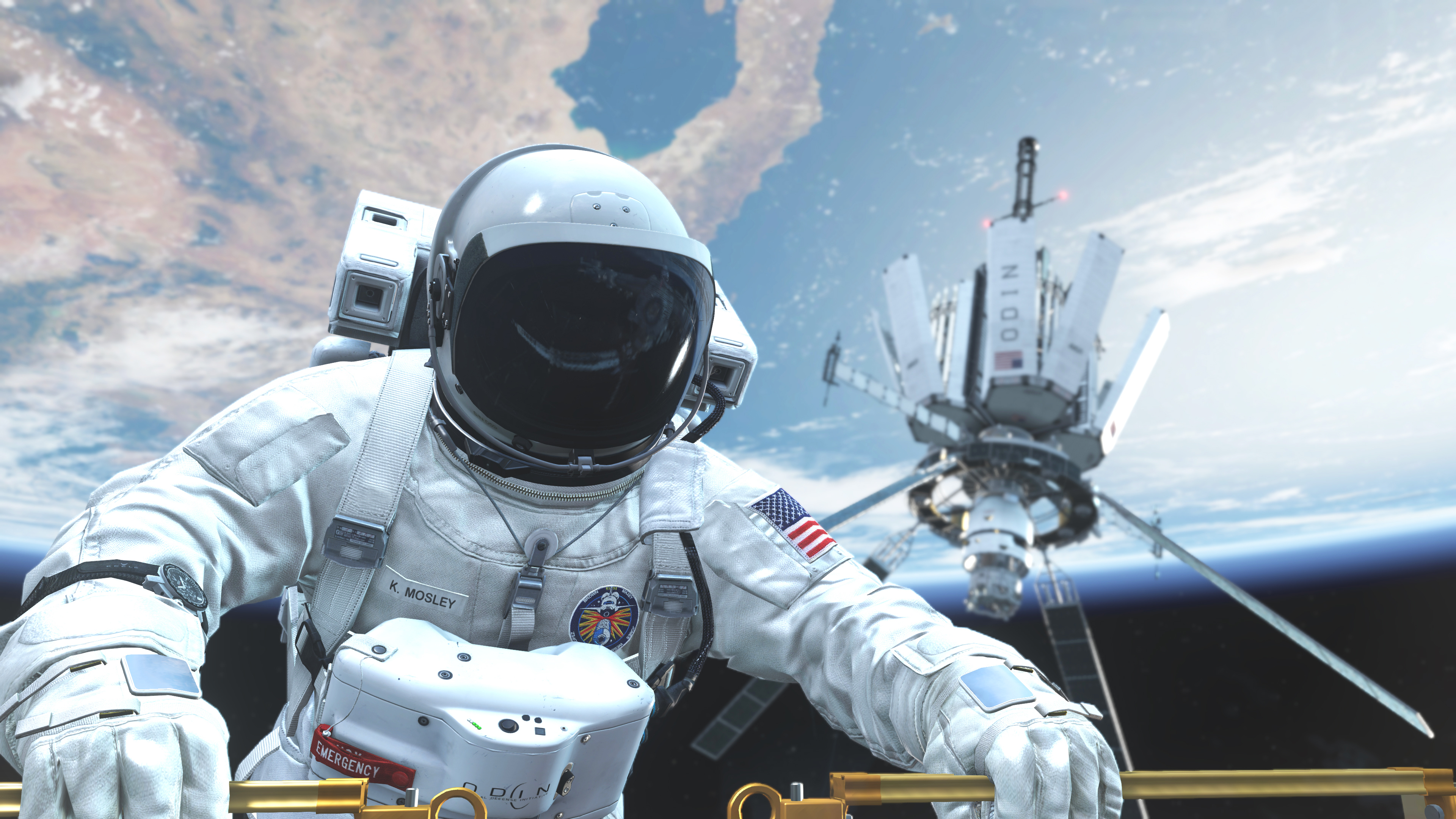 Astronaut Spacesuit NASA Space Technology Orbital View Helmet American Flag Stars And Stripes Earth  3840x2160
