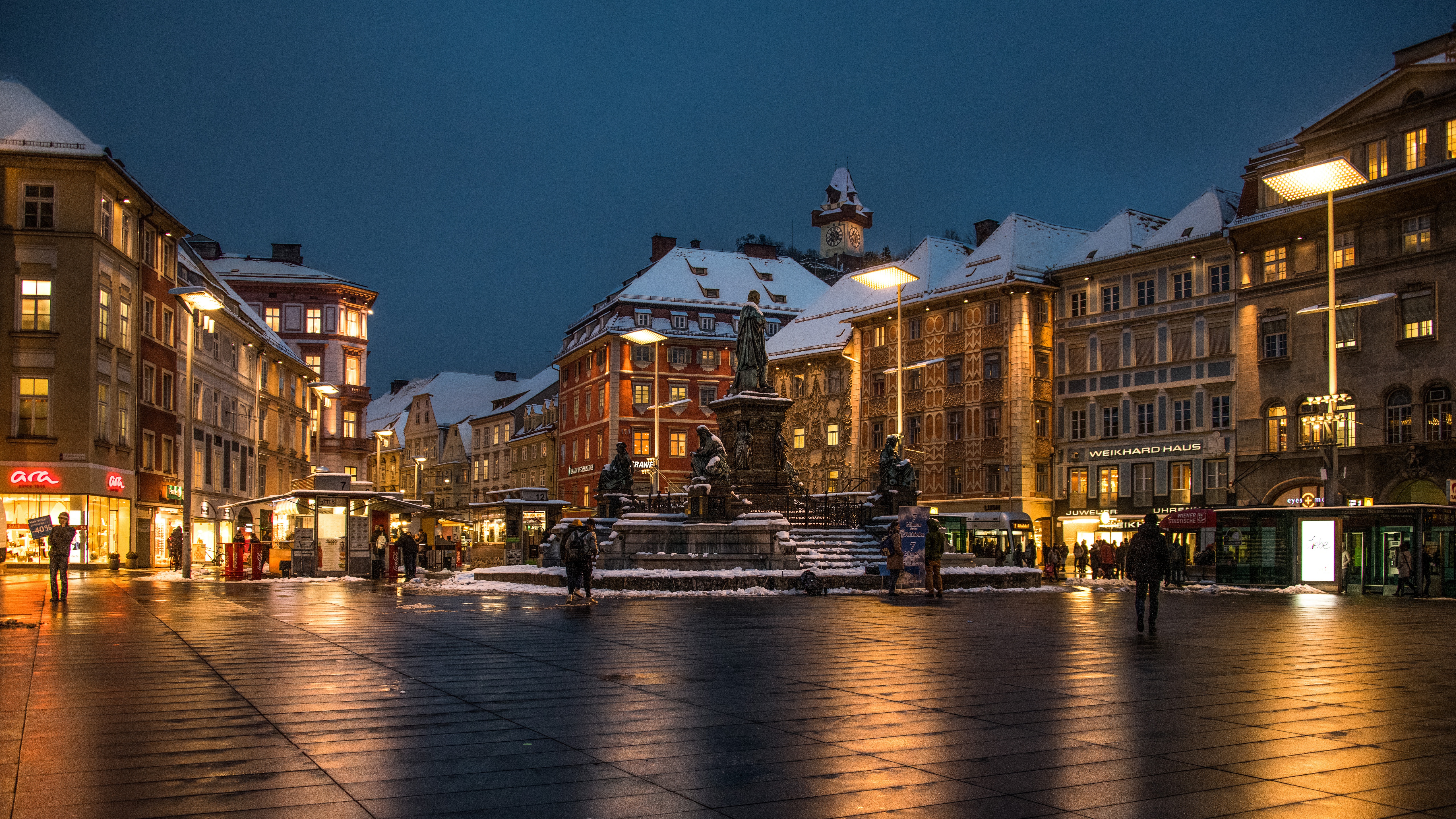Austria Evening Graz Town Square 5120x2880