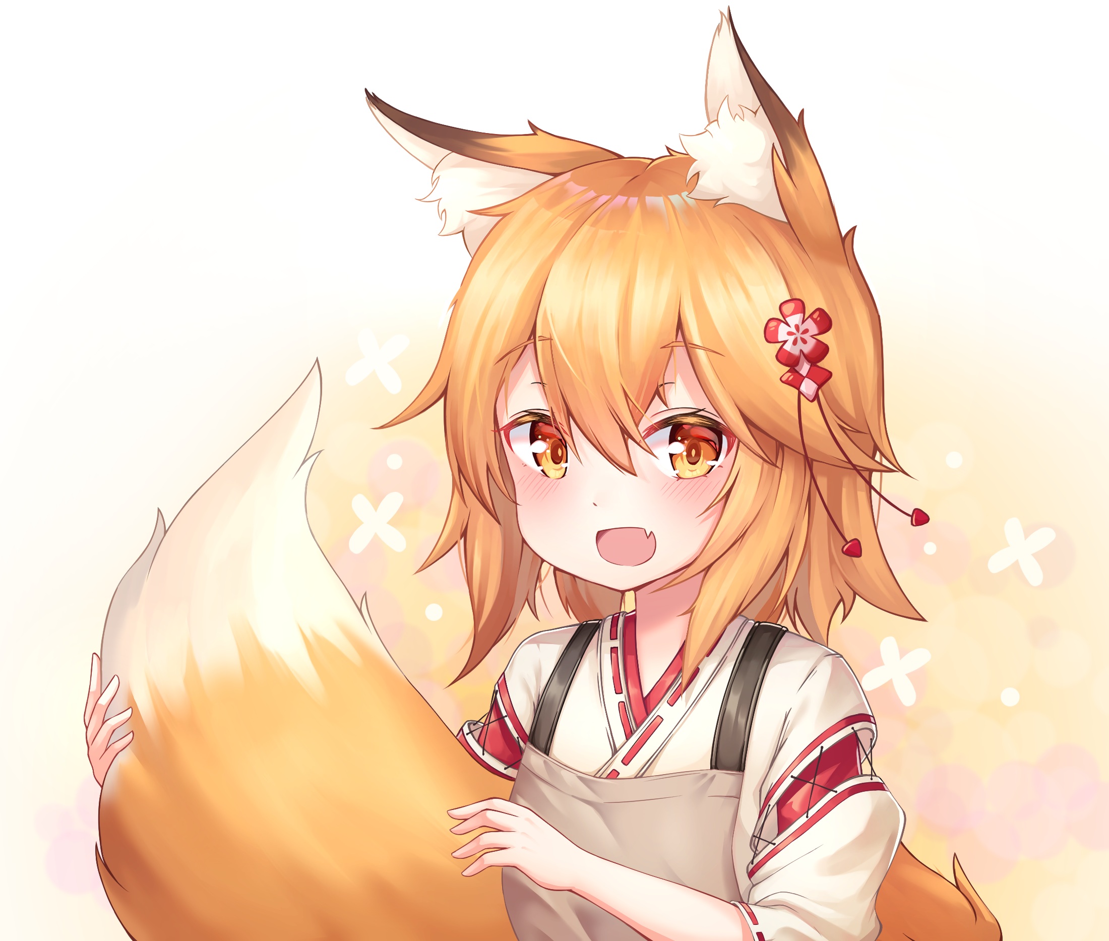 Animal Ears Blush Girl Orange Eyes Orange Hair Senko San The Helpful Fox Senko San Tail The Helpful  2200x1867