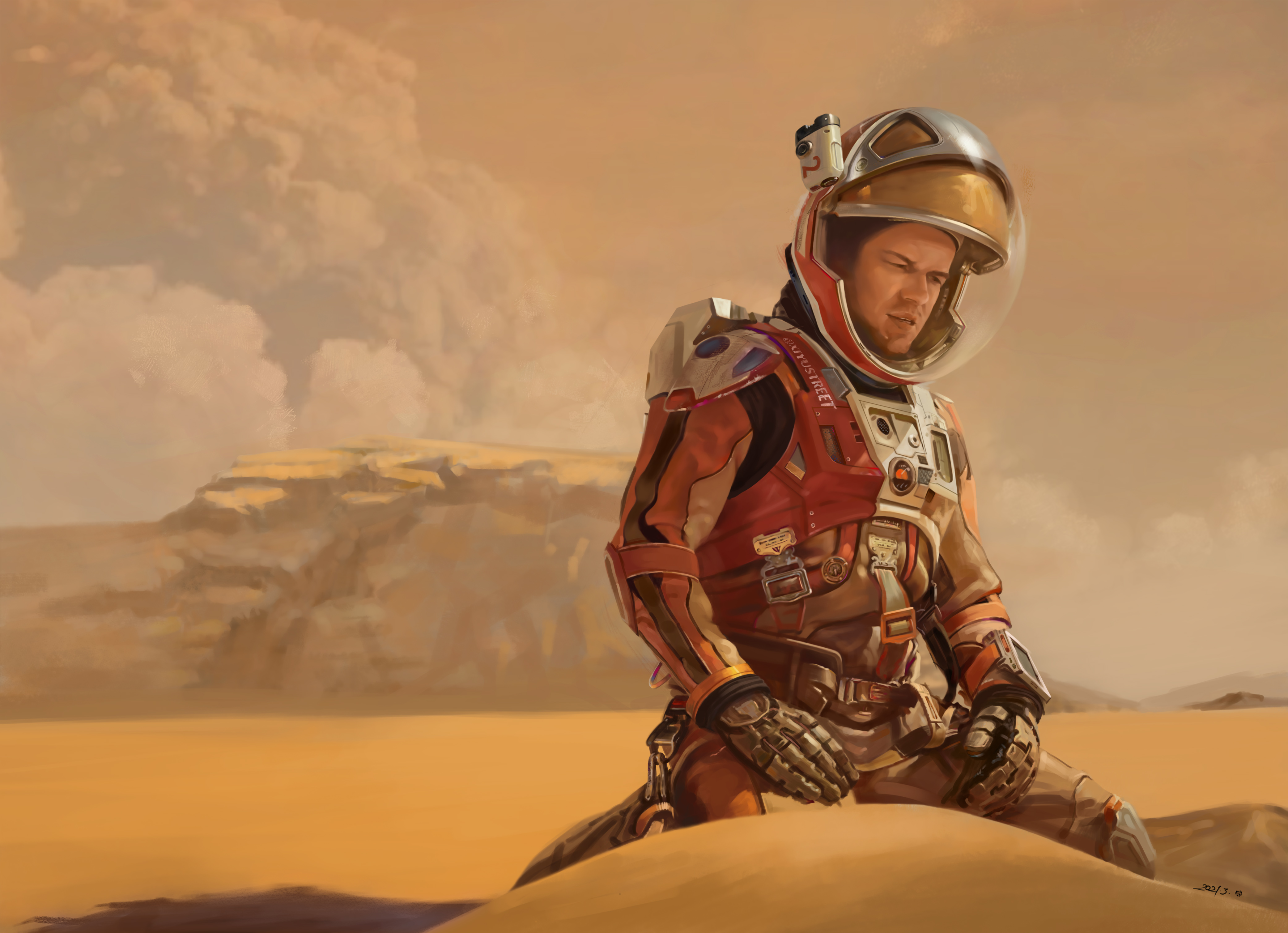 The Martian Matt Damon Digital Art Mars Astronaut Spacesuit 4167x3018