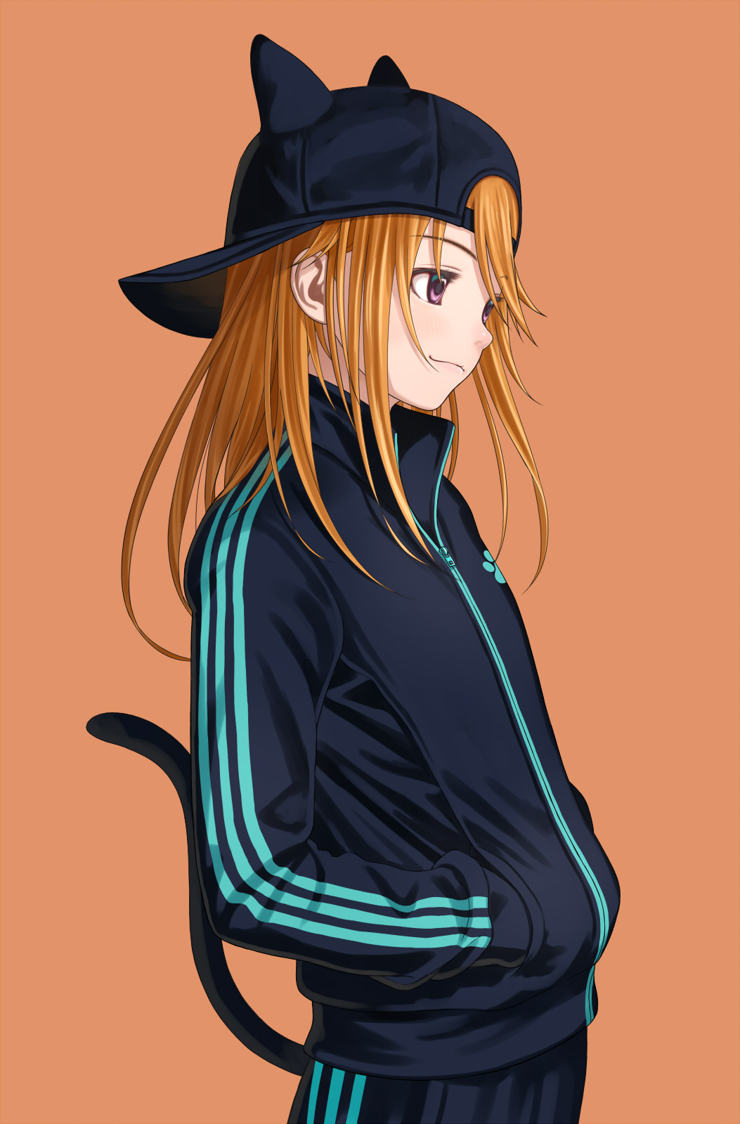 Anime Anime Girls Digital Art Artwork 2D Portrait Display Vertical SowB Tracksuit Tail Baseball Caps 1053x1600