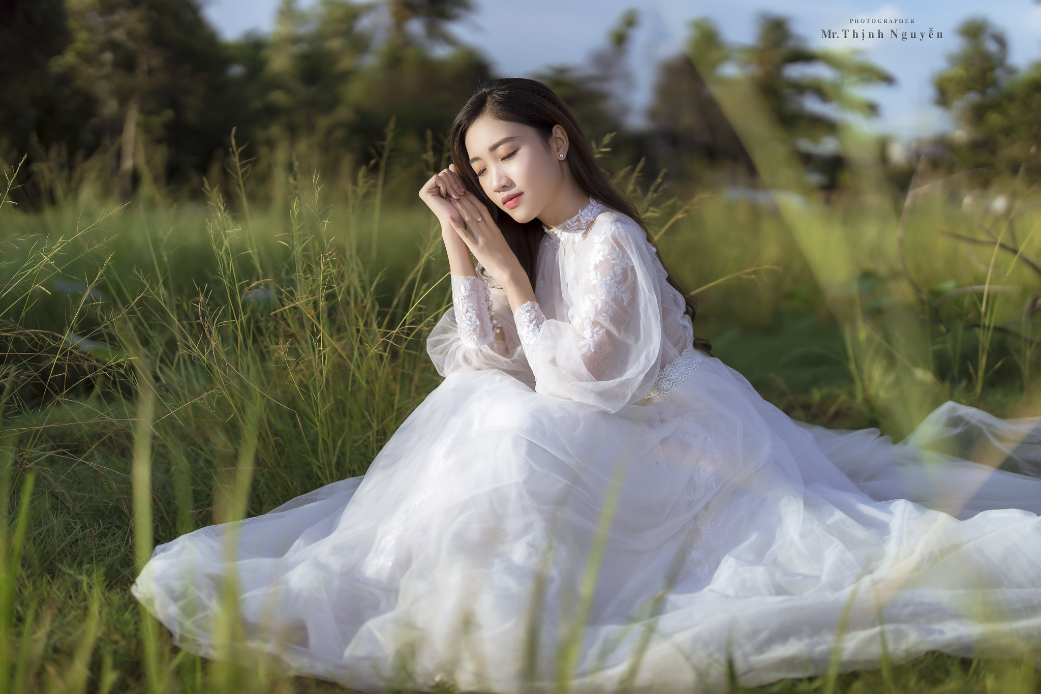 Women Vietnamese Asian Depth Of Field White Dress 2048x1365