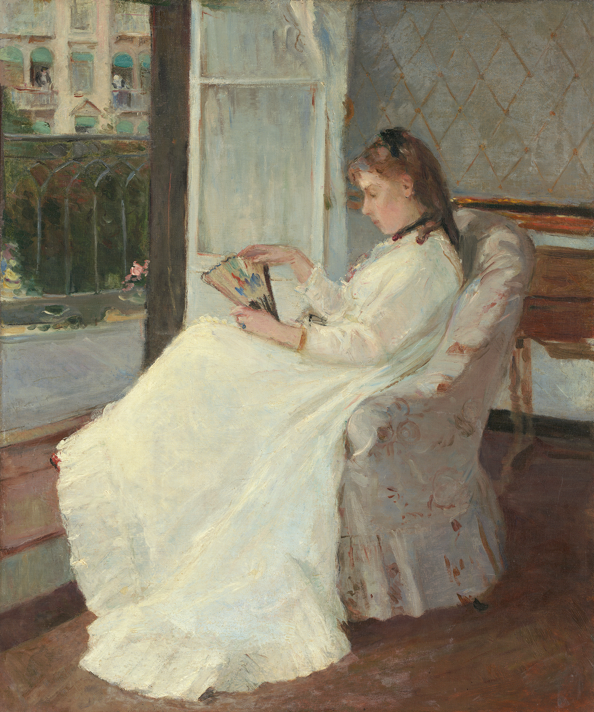 Painting Artwork Impressionism Berthe Morisot Balcony Chair Women White Dress White 1920x2301