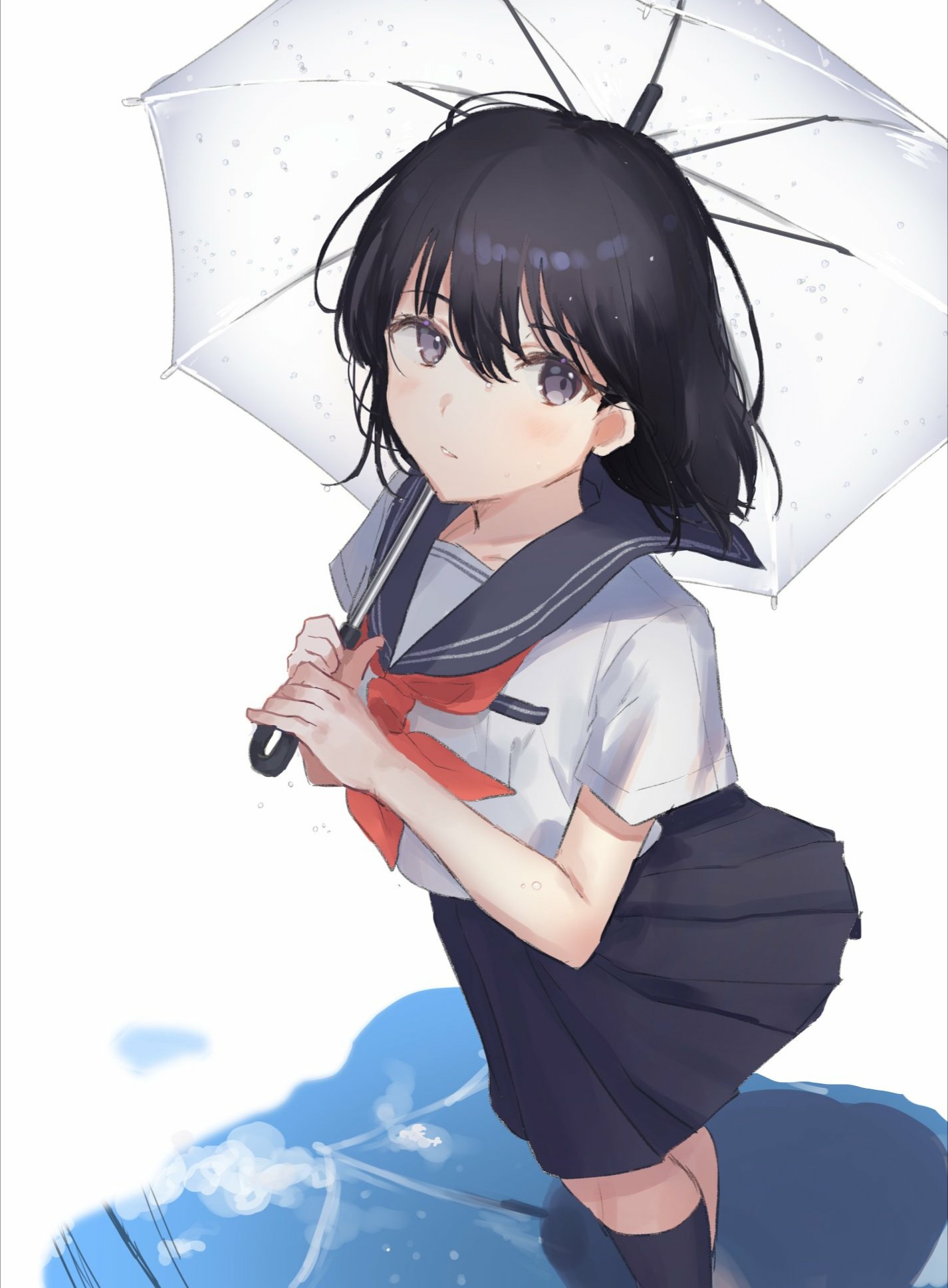 Anime Anime Girls Oyuyu Dark Hair Umbrella School Uniform 1426x1938