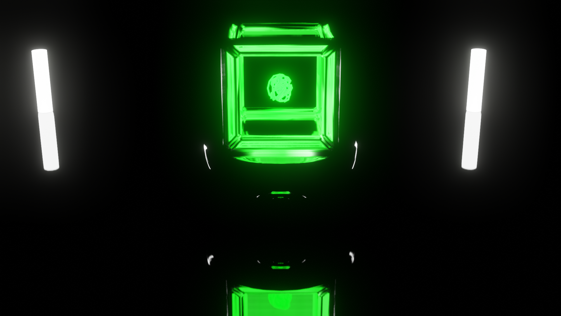 Science Fiction Cube 3D Graphics Abstract 3D Abstract Blender Light Green 1920x1080