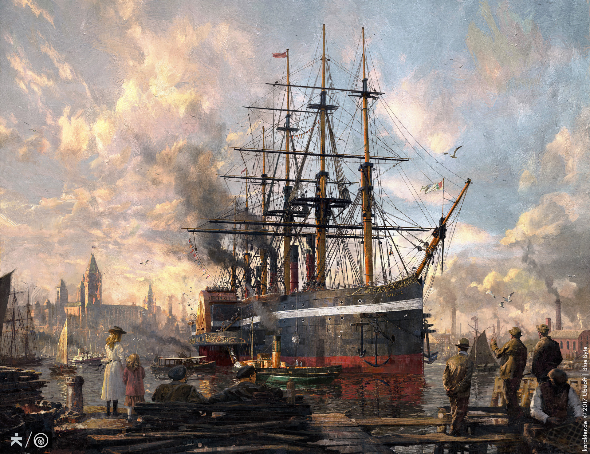 Anno 1800 Boat Painting People Ship Steamboat 1920x1477