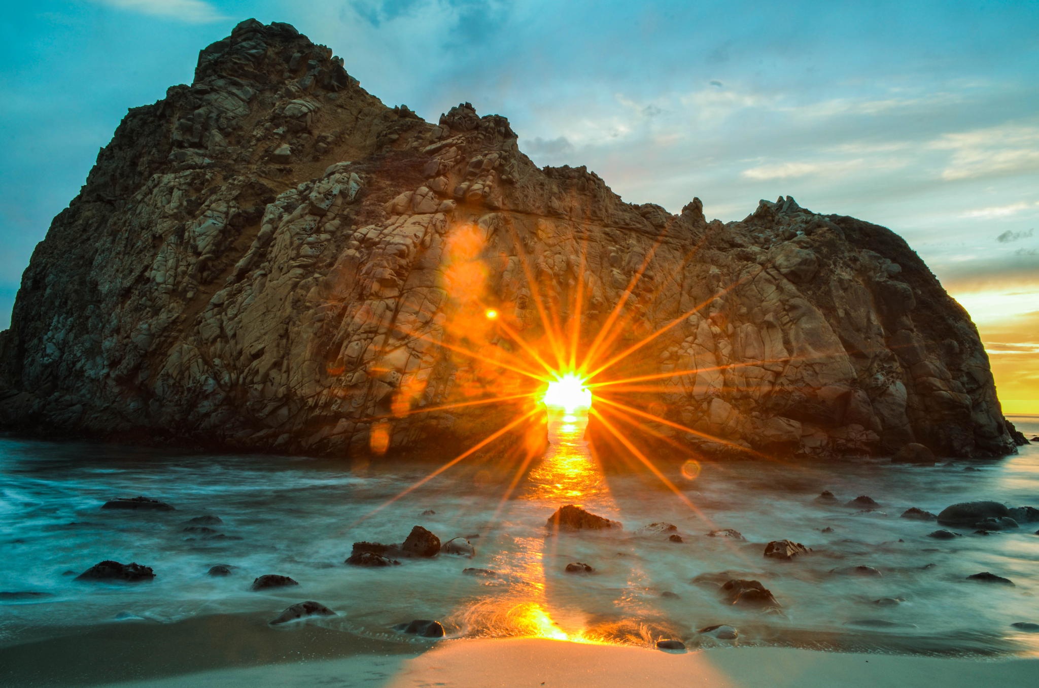 Arch Beach Ocean Rock Sun 2048x1356