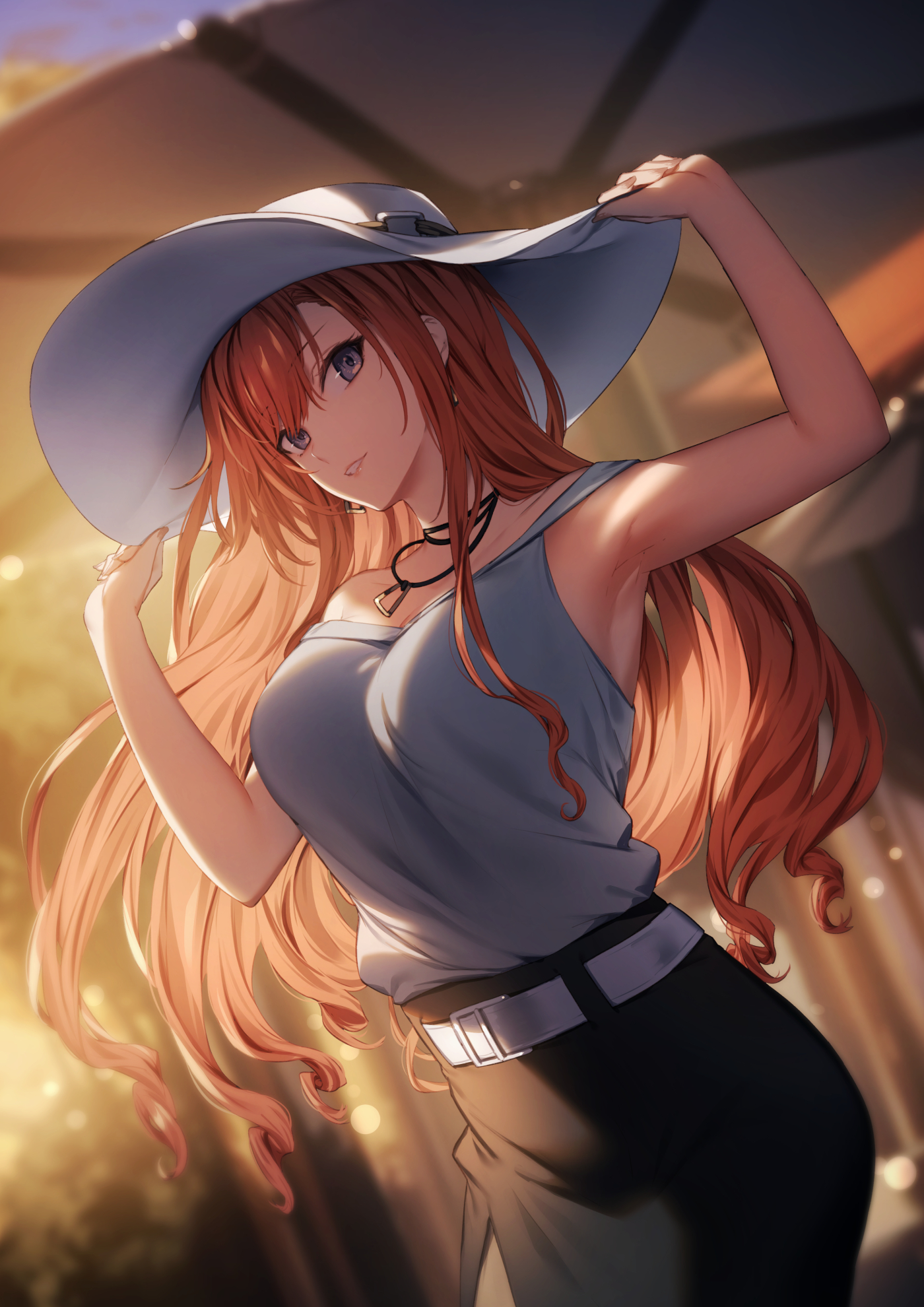 Anime Anime Girls THE IDOLM STER The Idolmaster Shiny Colors Genyaky Vertical Redhead Hat Tank Top 1400x1980