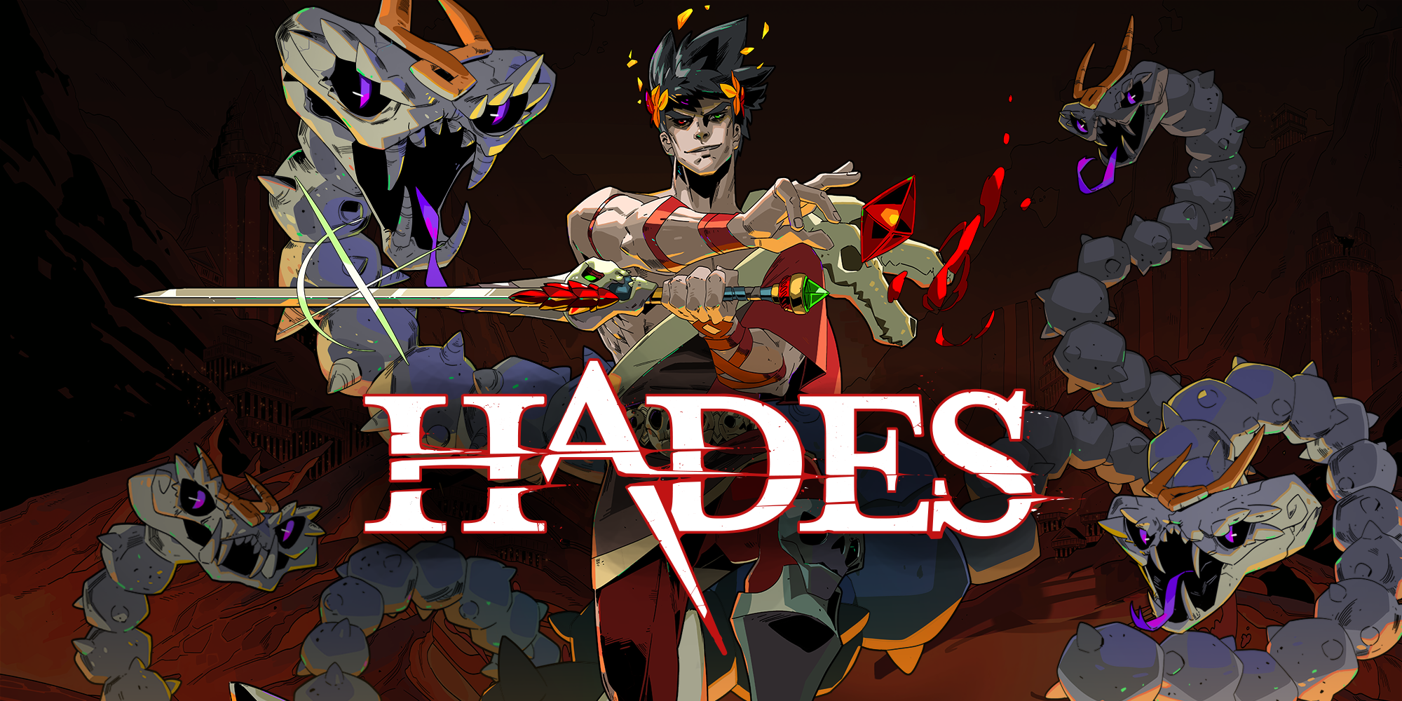 Hades Game Video Game Art Video Games Digital Art Artwork Supergiant Games Greek Mythology Sword Wea 2000x1000