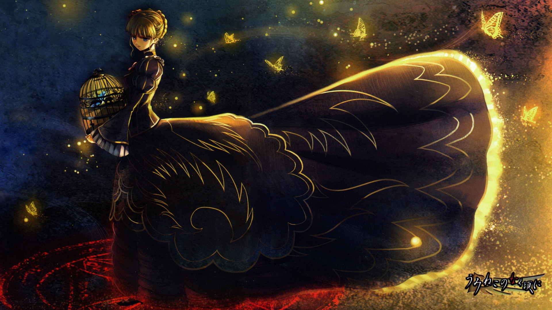 Beatrice Umineko No Naku Koro Ni Blonde Butterfly Dress Night 1920x1080