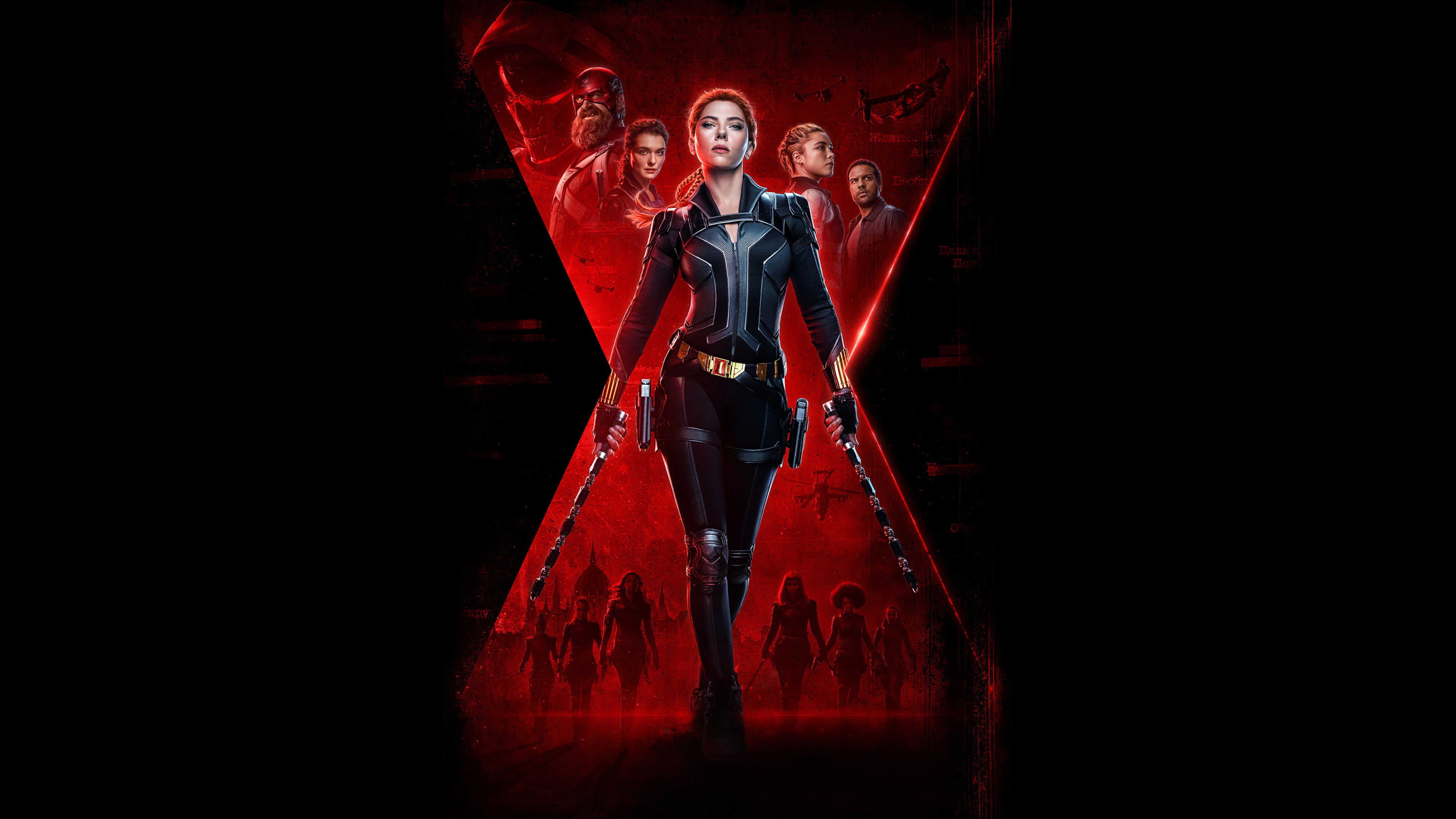 Black Widow David Harbour Florence Pugh Natasha Romanoff Red Guardian Marvel Comics Scarlett Johanss 3840x2160