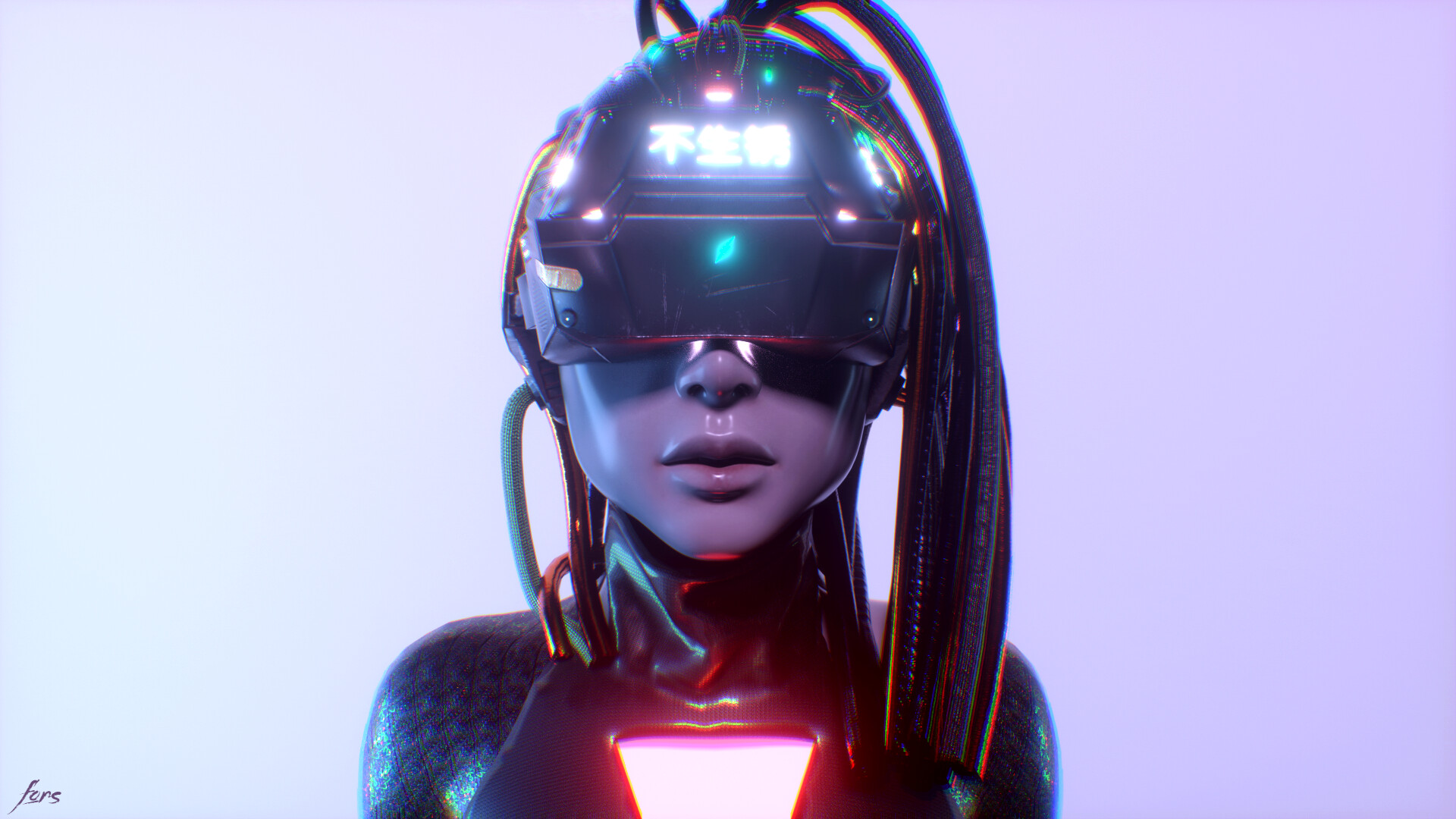 Artwork Science Fiction Science Fiction Women 3D Render CGi ArtStation Simple Background Cyberpunk F 1920x1080