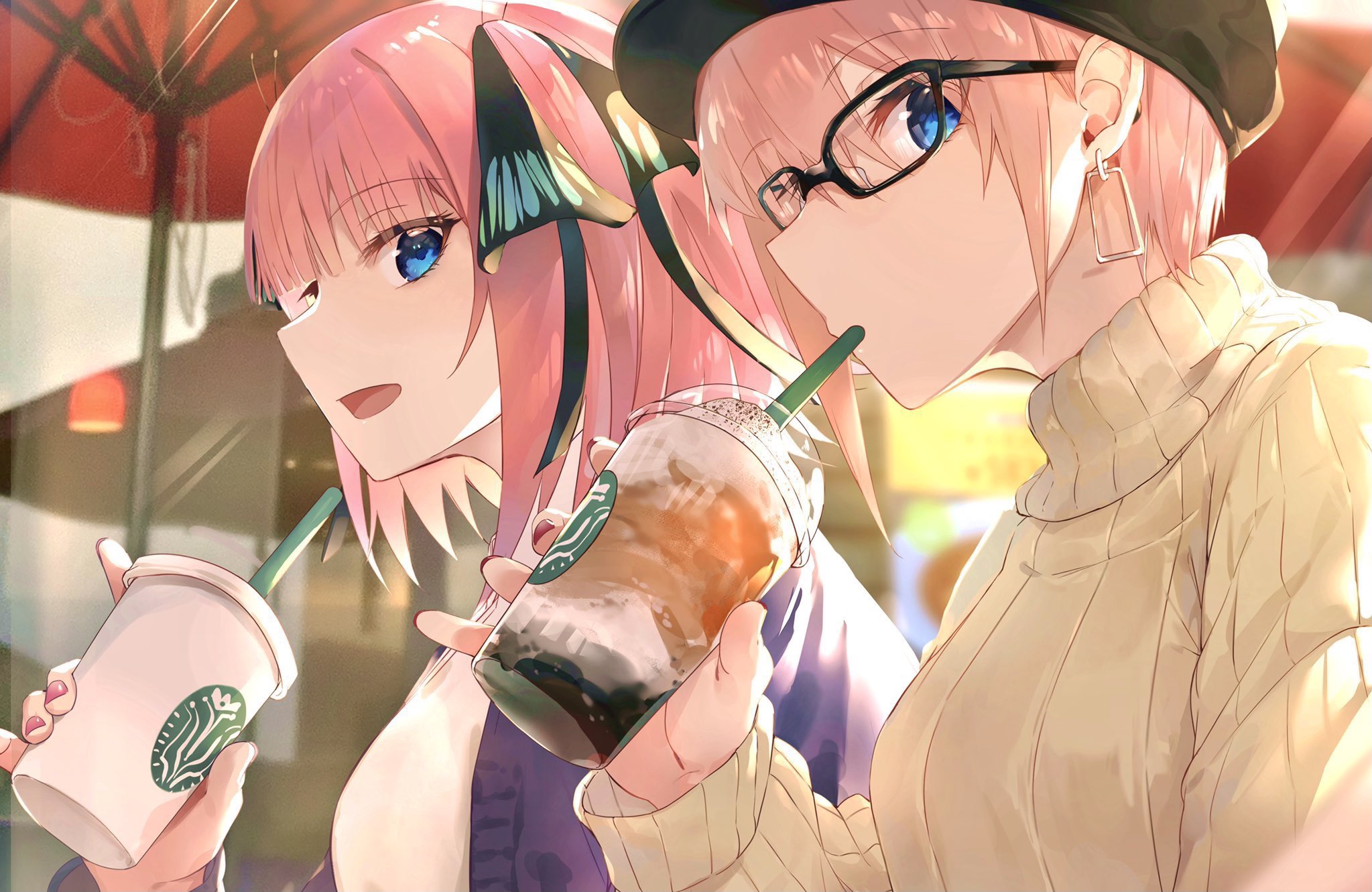 5 Toubun No Hanayome Casual Drinking Straw Open Mouth Blue Eyes Starbucks Anime Girls Women With Gla 2047x1331