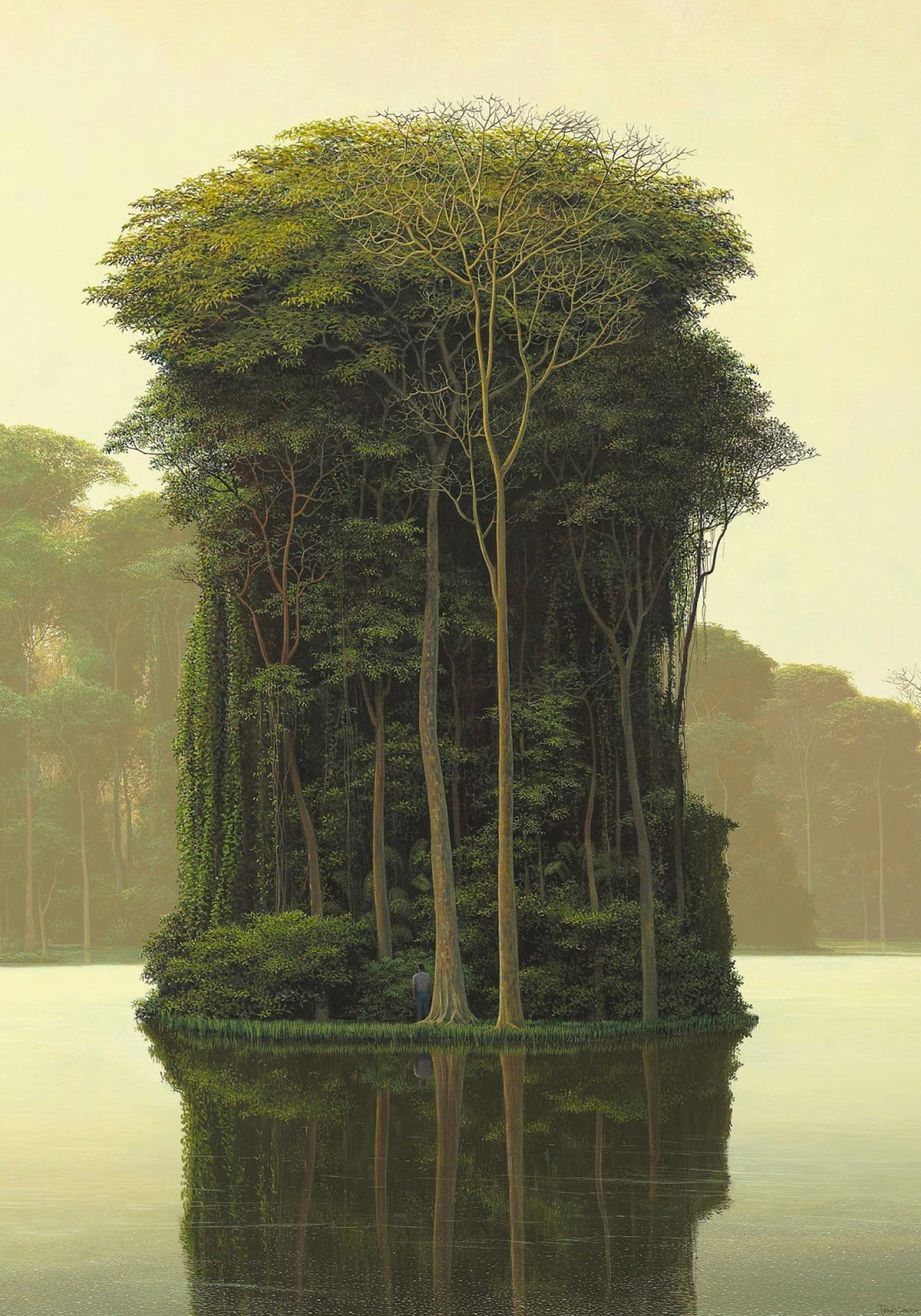Artwork Plants Painting Forest Lake Trees Jungle 1400x2000