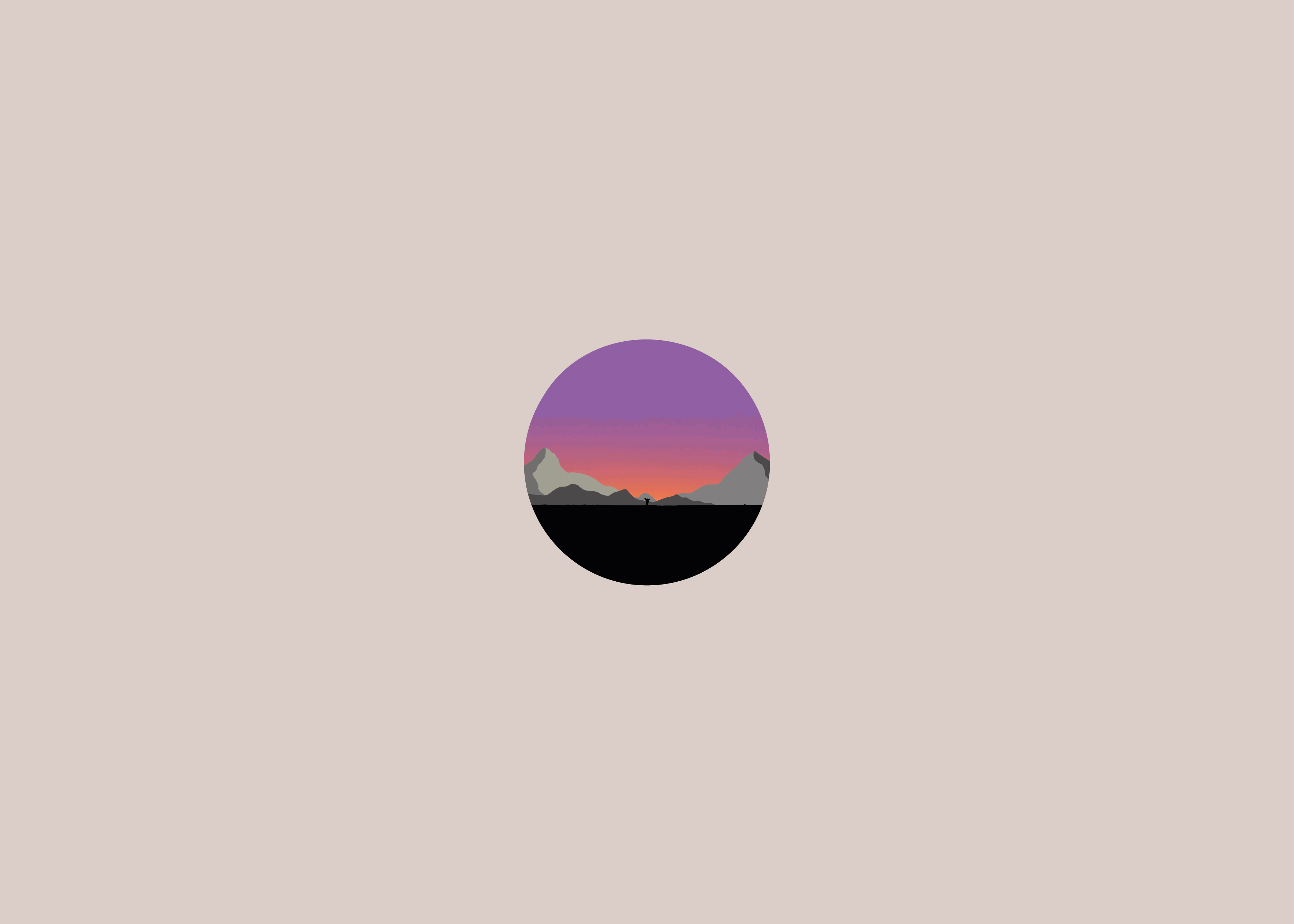 Digital Vector Soft Gradient Hills Landscape Sunset Sunrise Chill Out Minimalism Circle Small 3579x2556