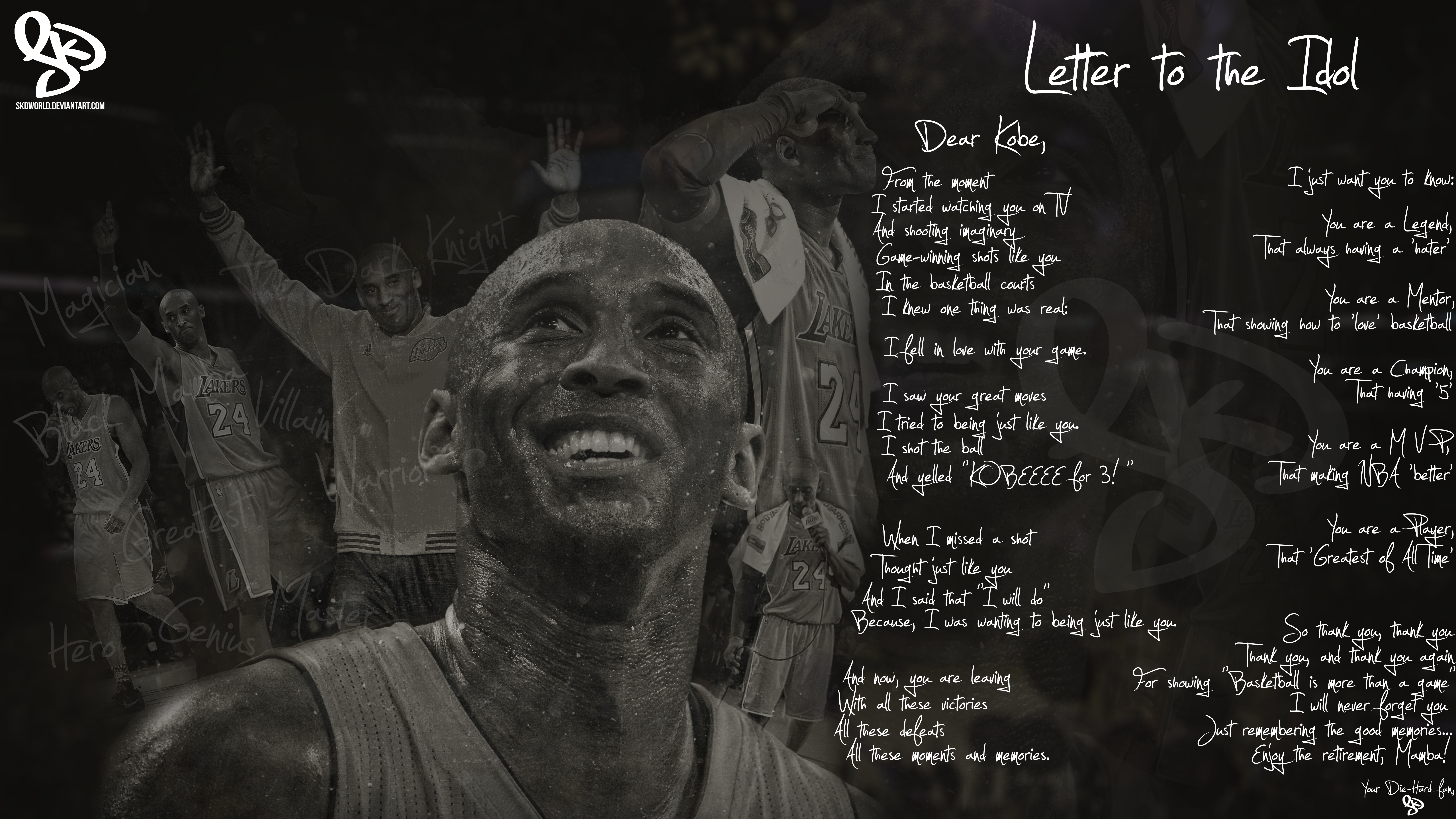 Kobe Bryant Letter Los Angeles Lakers Nba 8024x4514