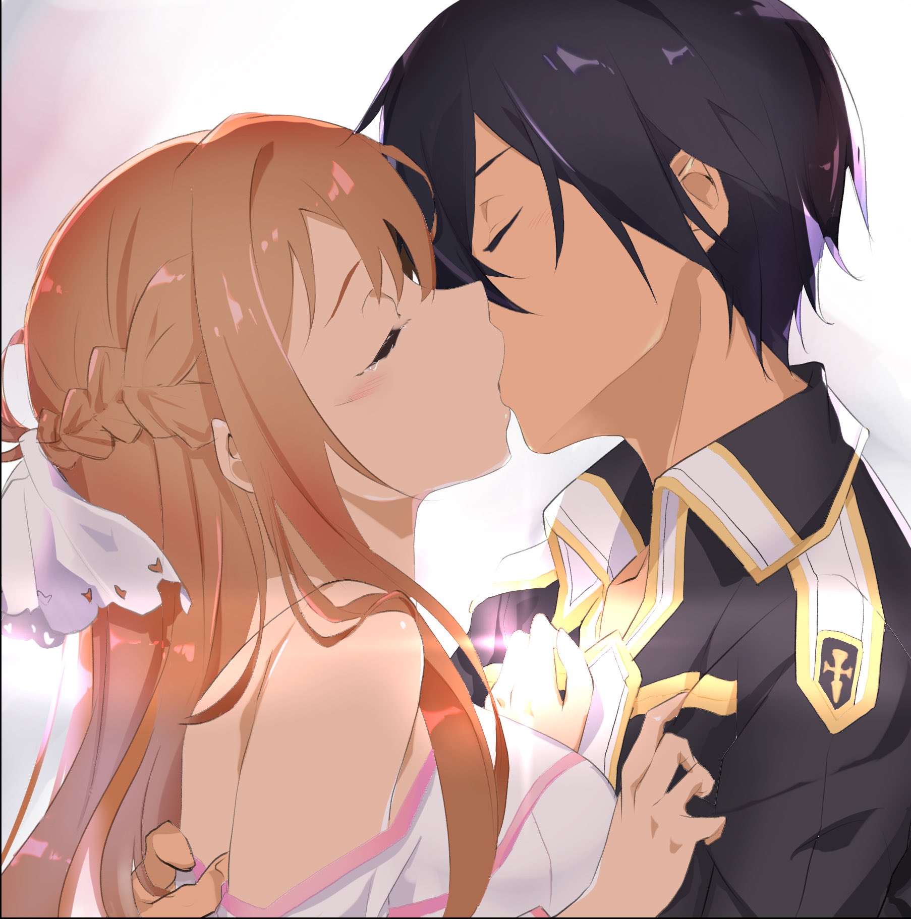 Anime Girls Anime Boys Sword Art Online Yuuki Asuna Kirigaya Kazuto Kissing 1806x1823