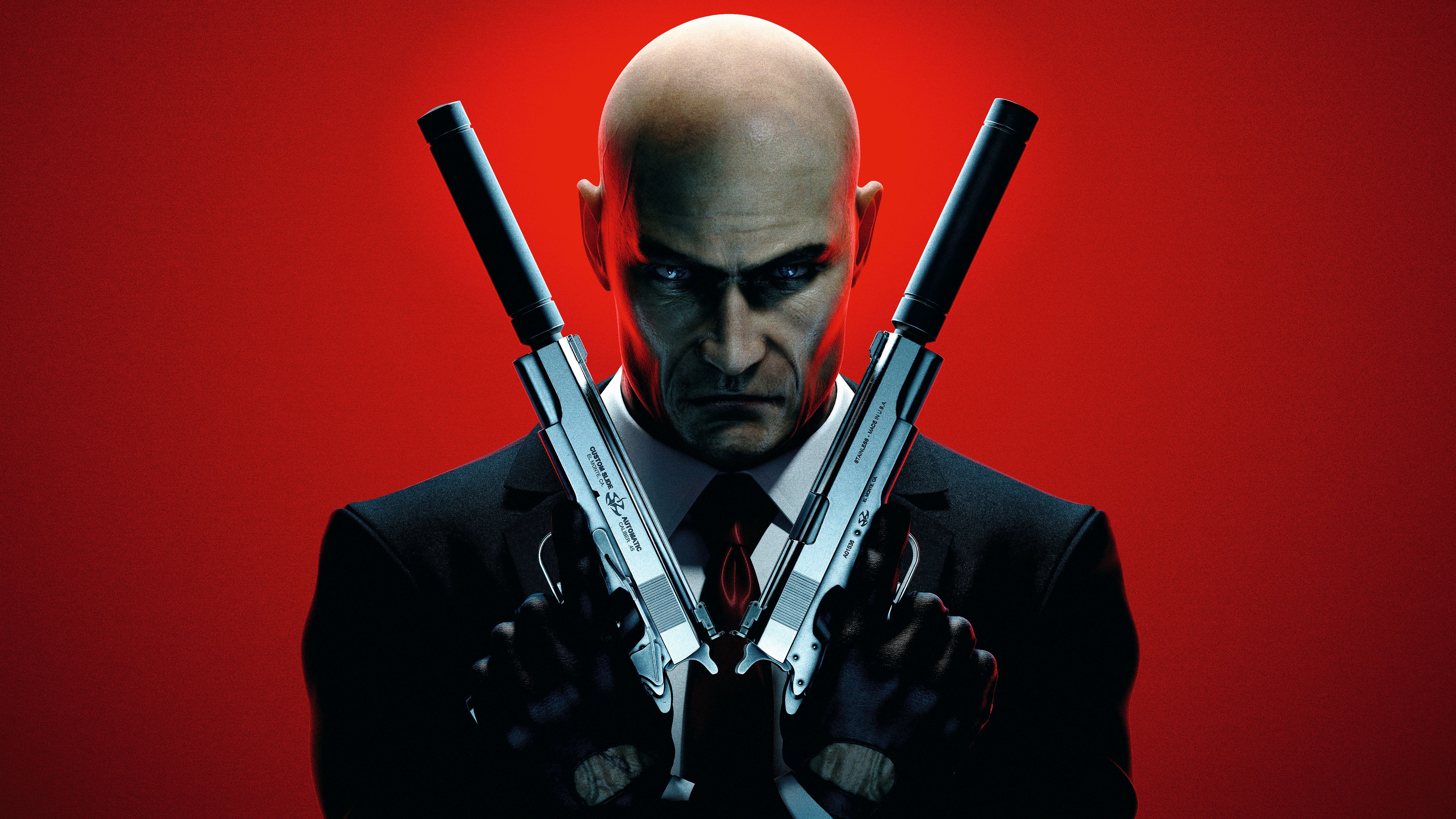 Red Background Hitman Hitman Absolution Black Suit White Shirt Red Tie 5000x2812