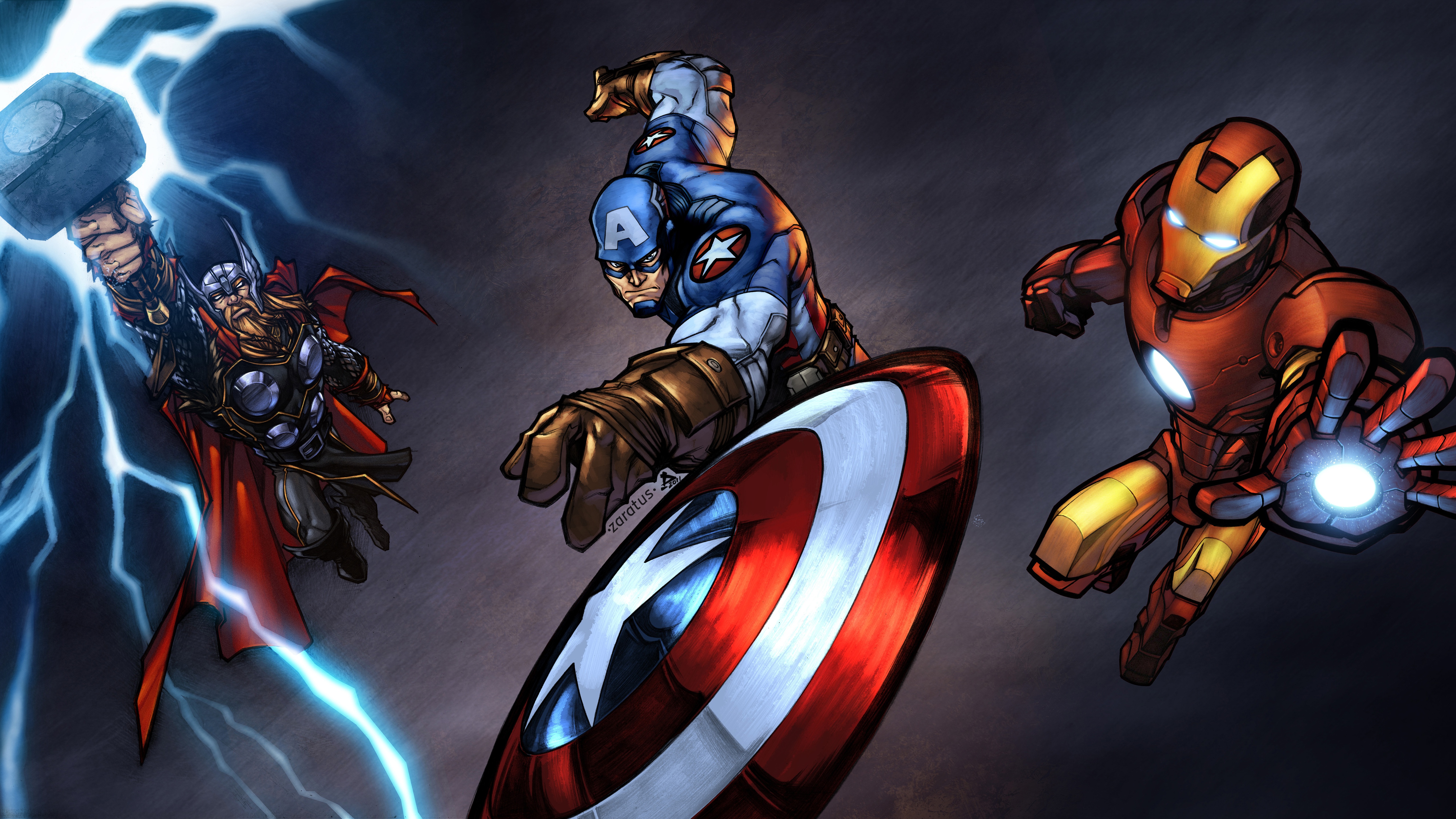 Avengers Captain America Iron Man Marvel Comics Thor 5120x2880