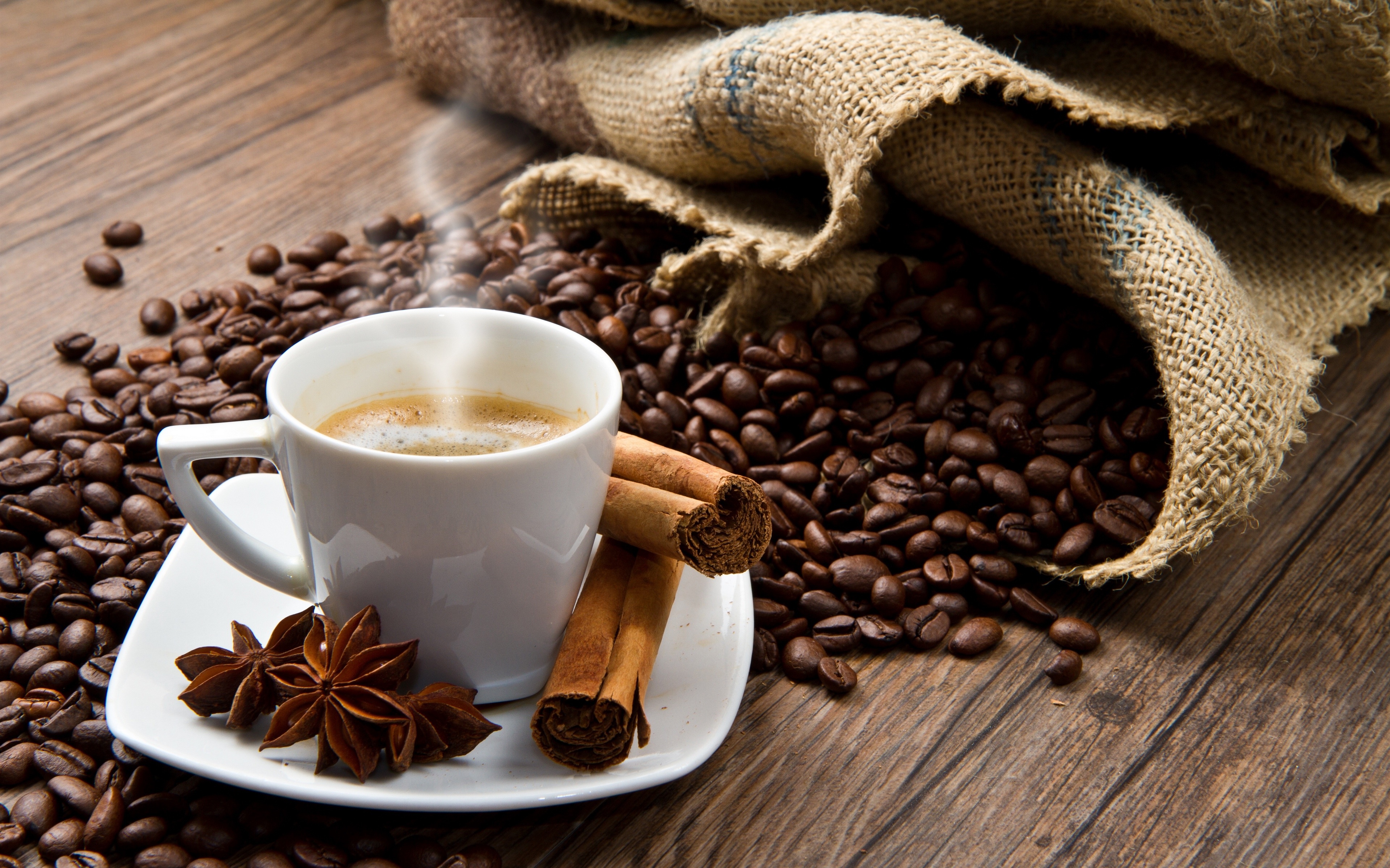 Cinnamon Coffee Coffee Beans Cup Star Anise 3840x2400