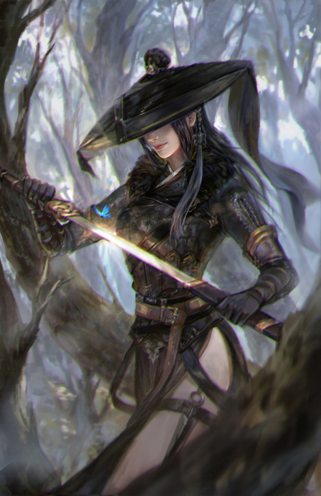 Samurai Warrior Women Sword Girls With Swords Hat Women With Hats Fantasy Art Fantasy Girl Weapon 1244x1920