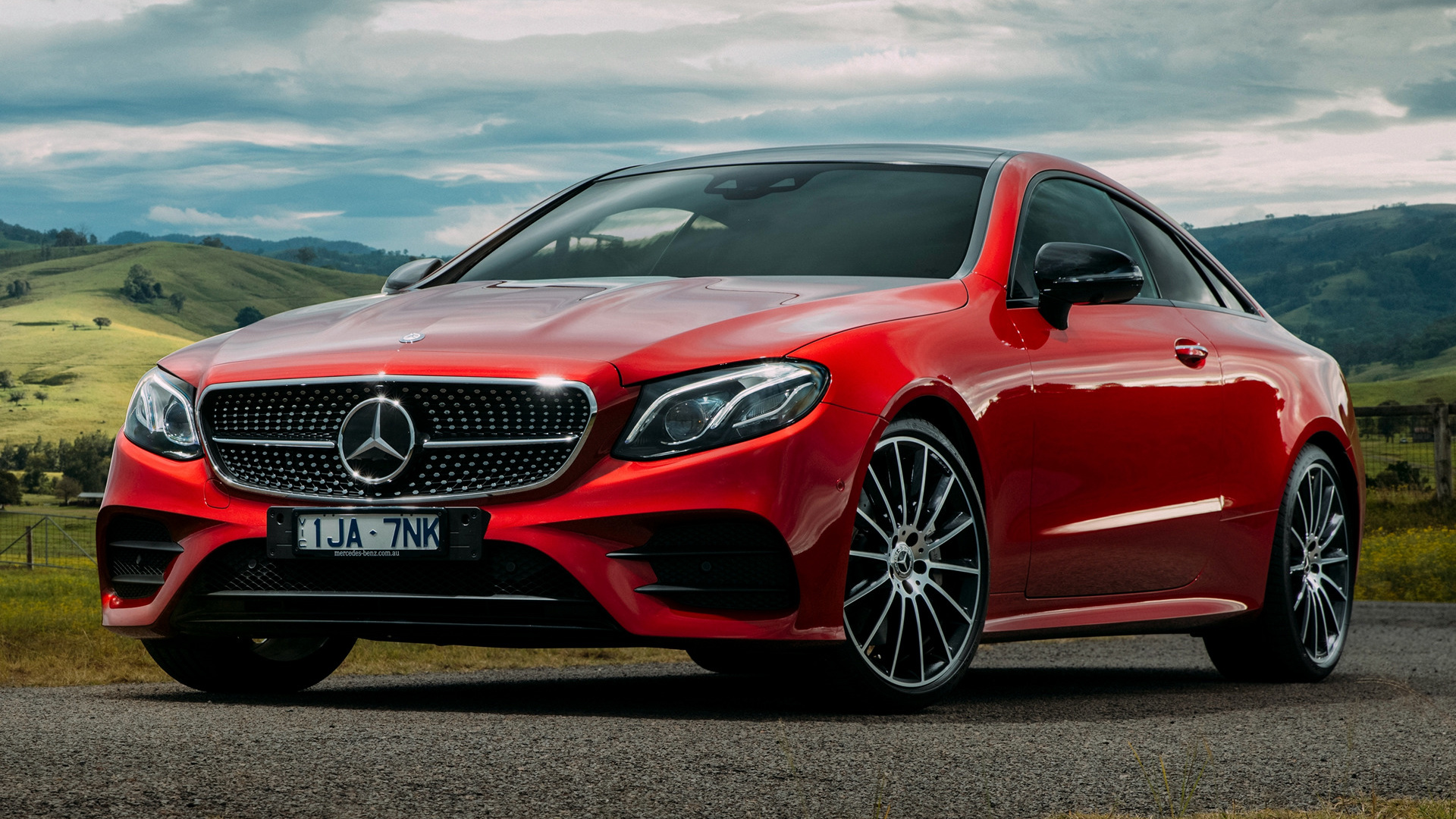 Car Coupe Luxury Car Mercedes Benz E 300 Coupe Amg Line Red Car 1920x1080