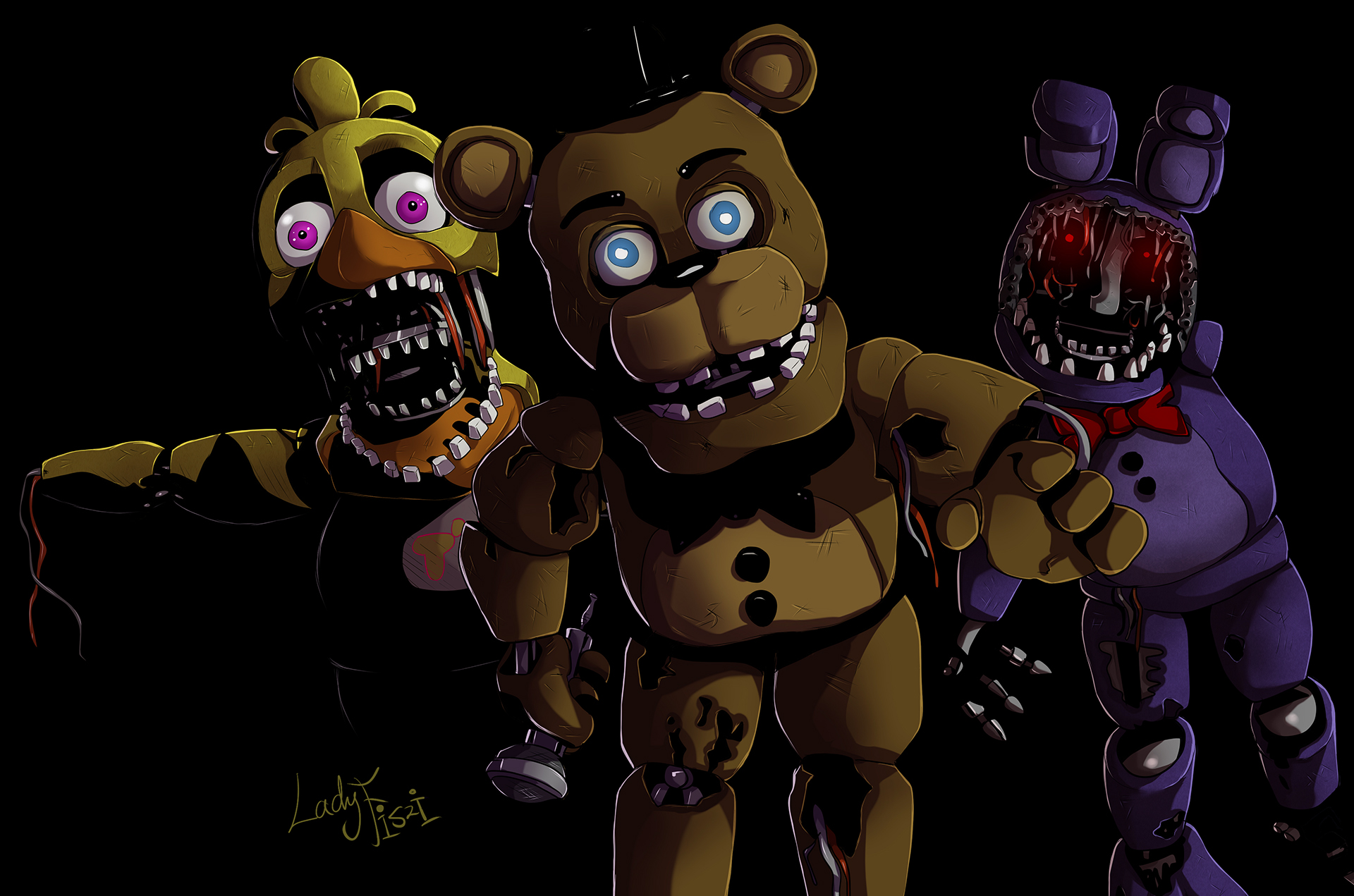 Withered Bonnie Five Nights At Freddy 039 S Withered Chica Five Nights At Freddy 039 S Withered Fred 1920x1271