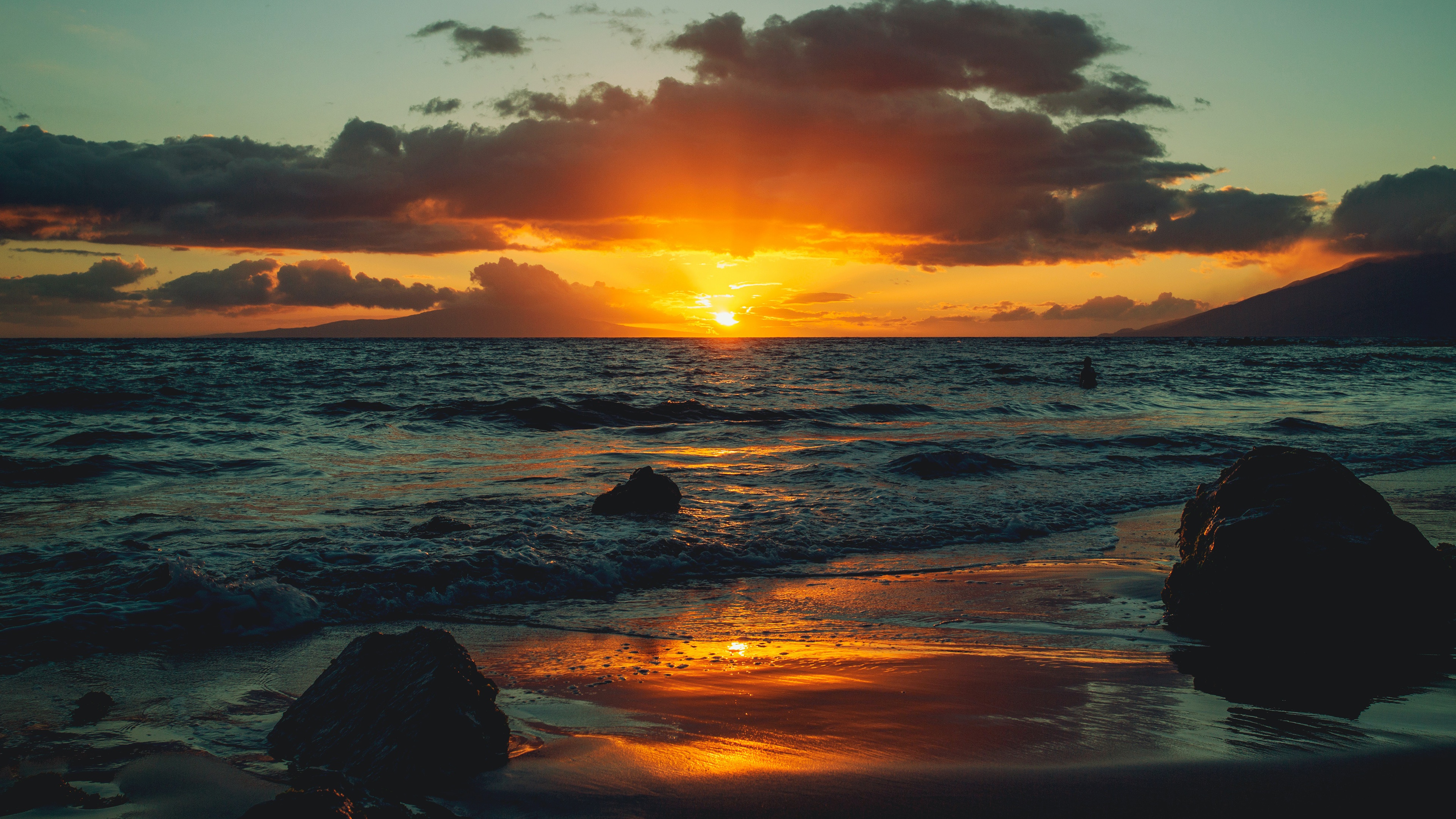 Horizon Sea Shore Sunset 3840x2160