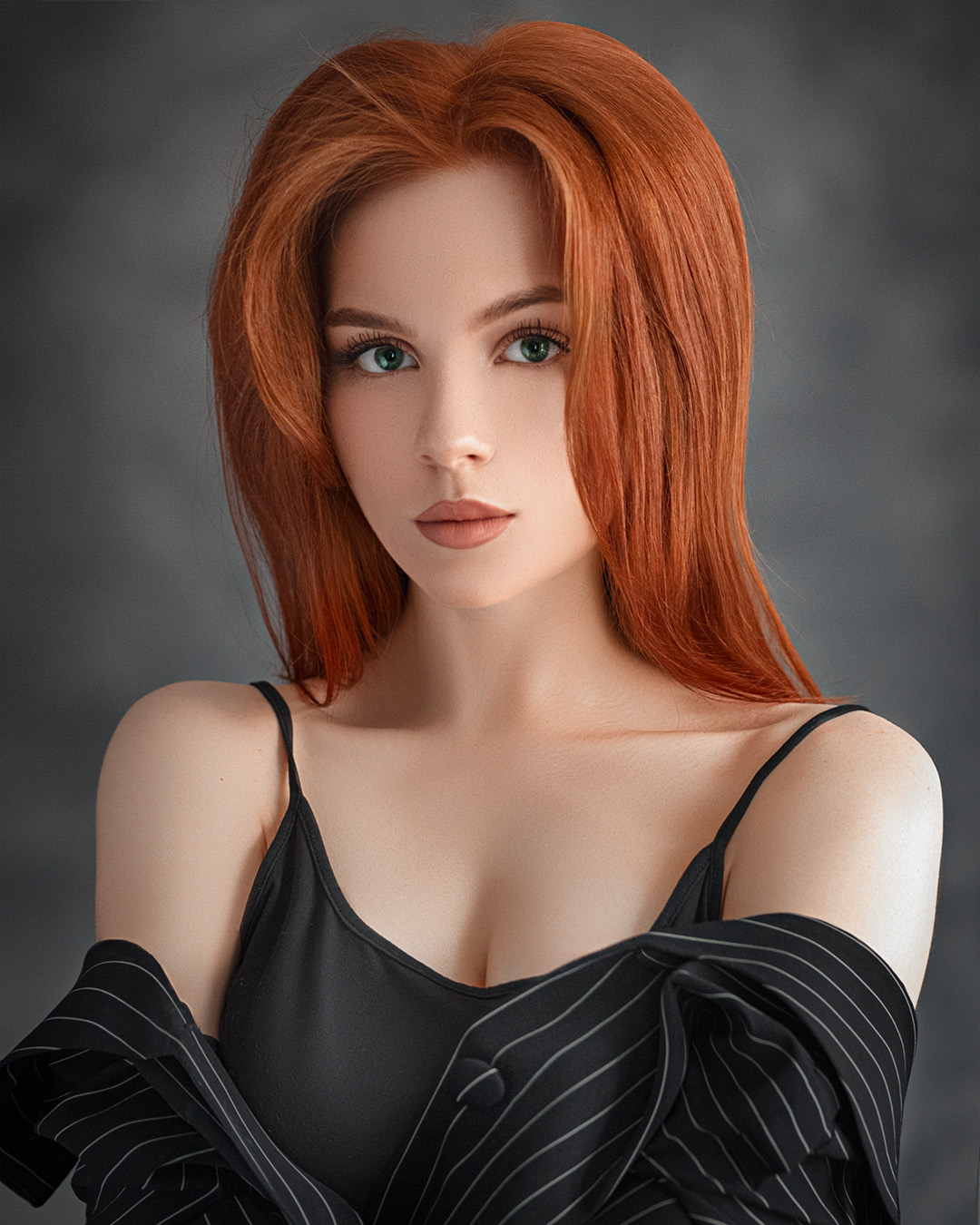 Evgeny Sibiraev Women Redhead Long Hair Straight Hair Makeup Eyeliner Green Eyes Looking At Viewer L 1080x1350