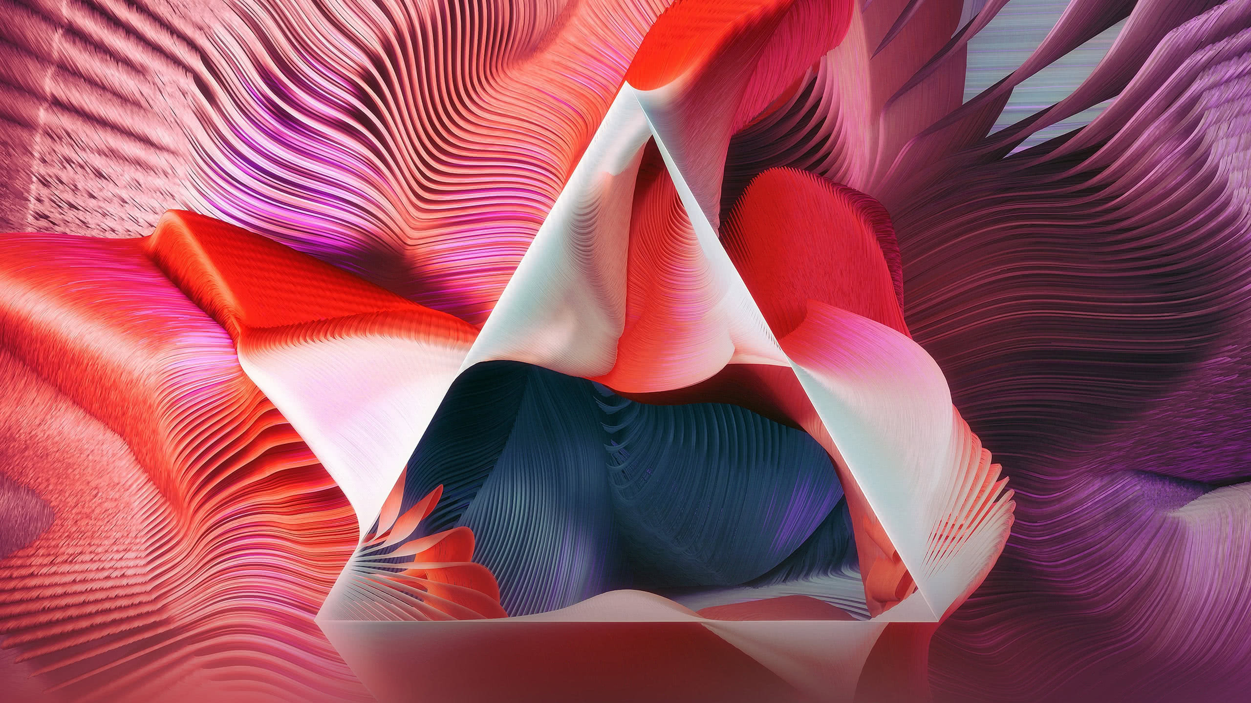 3d Colorful Spiral Swirl Triangle 2560x1440