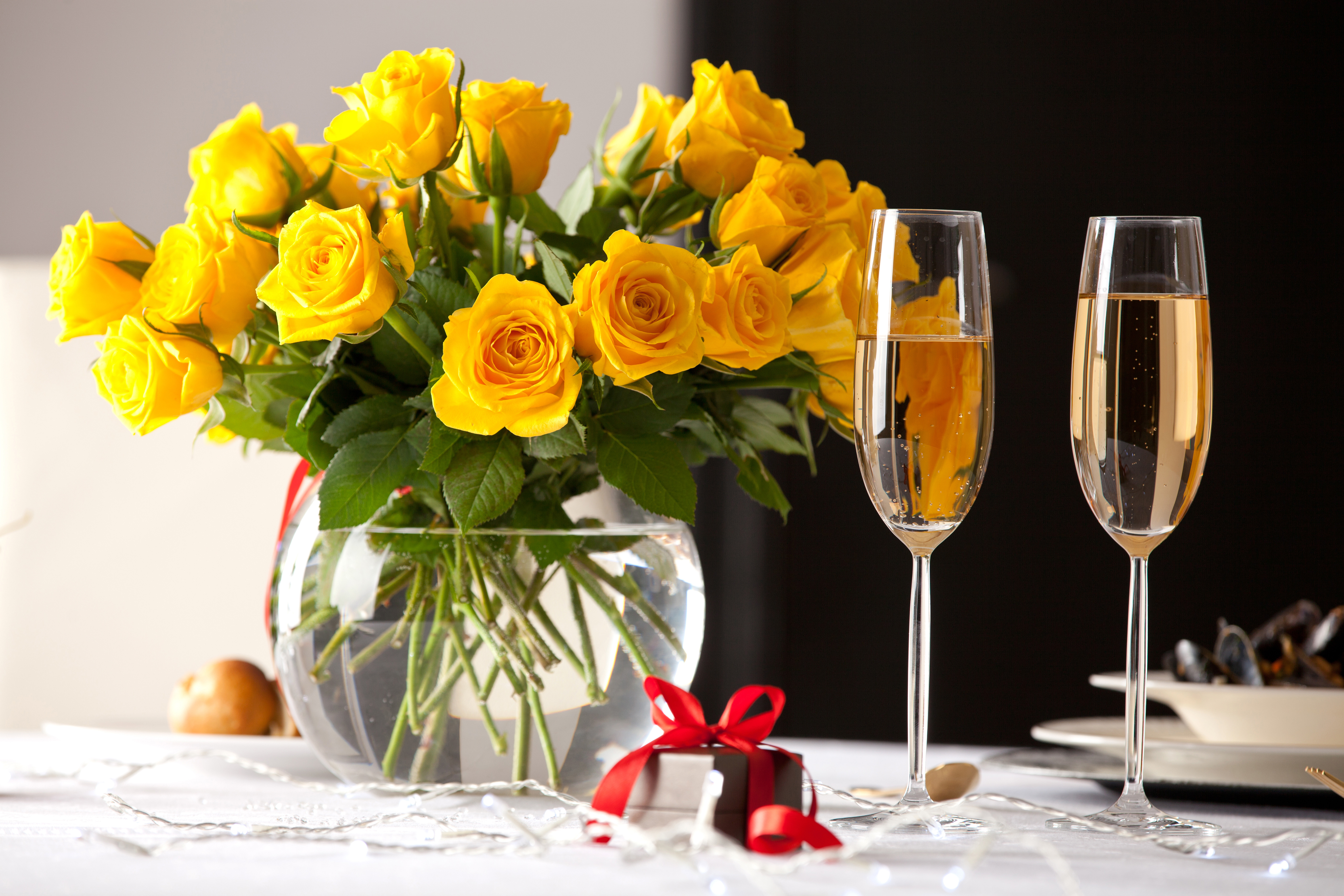 Champagne Flower Gift Love Romantic Rose Yellow Flower 4500x3000