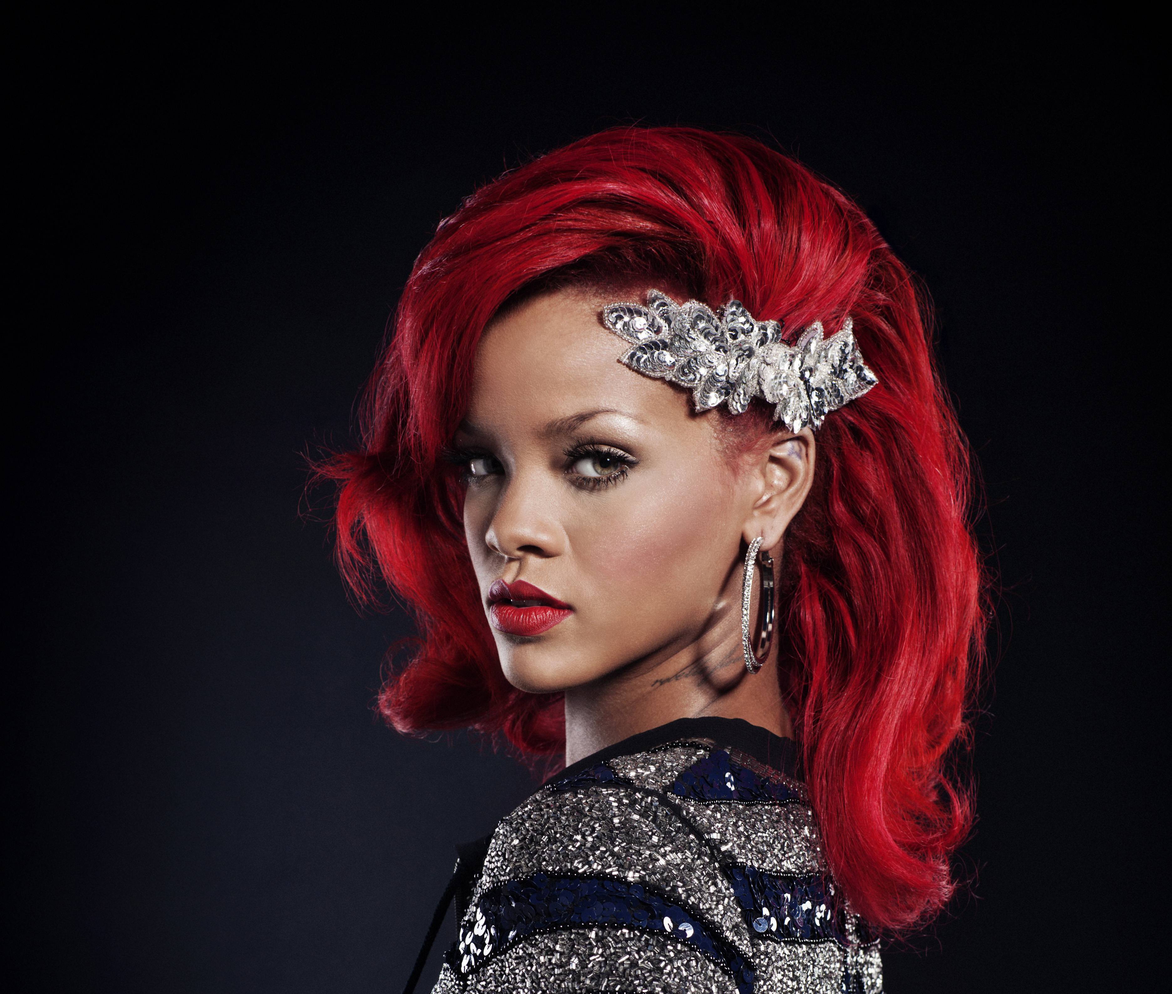 Earrings Jewelry Lipstick Red Hair Rihanna Singer 3744x3176