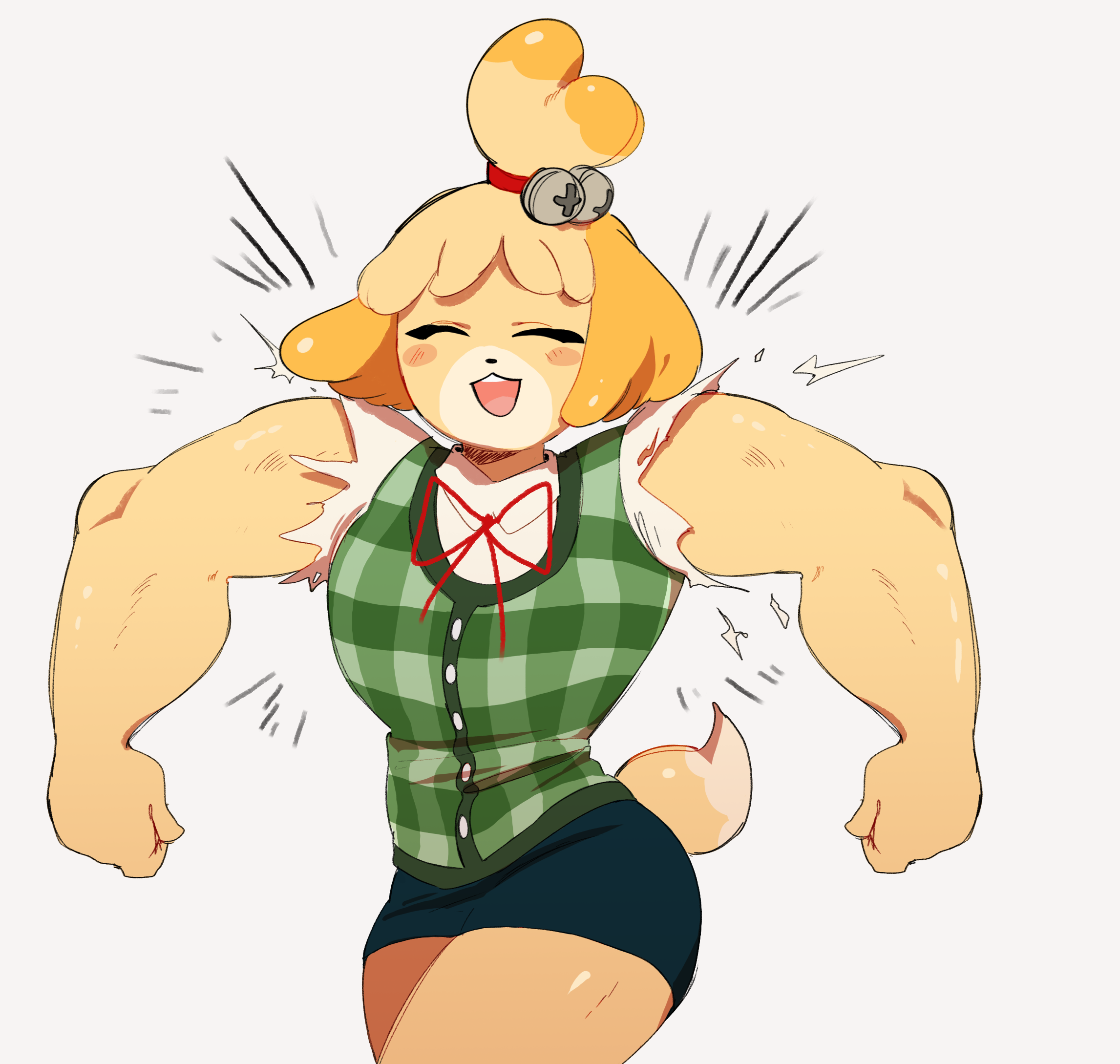 Isabelle Animal Crossing Animal Crossing New Horizons Zambiie Muscles Tail 2293x2178