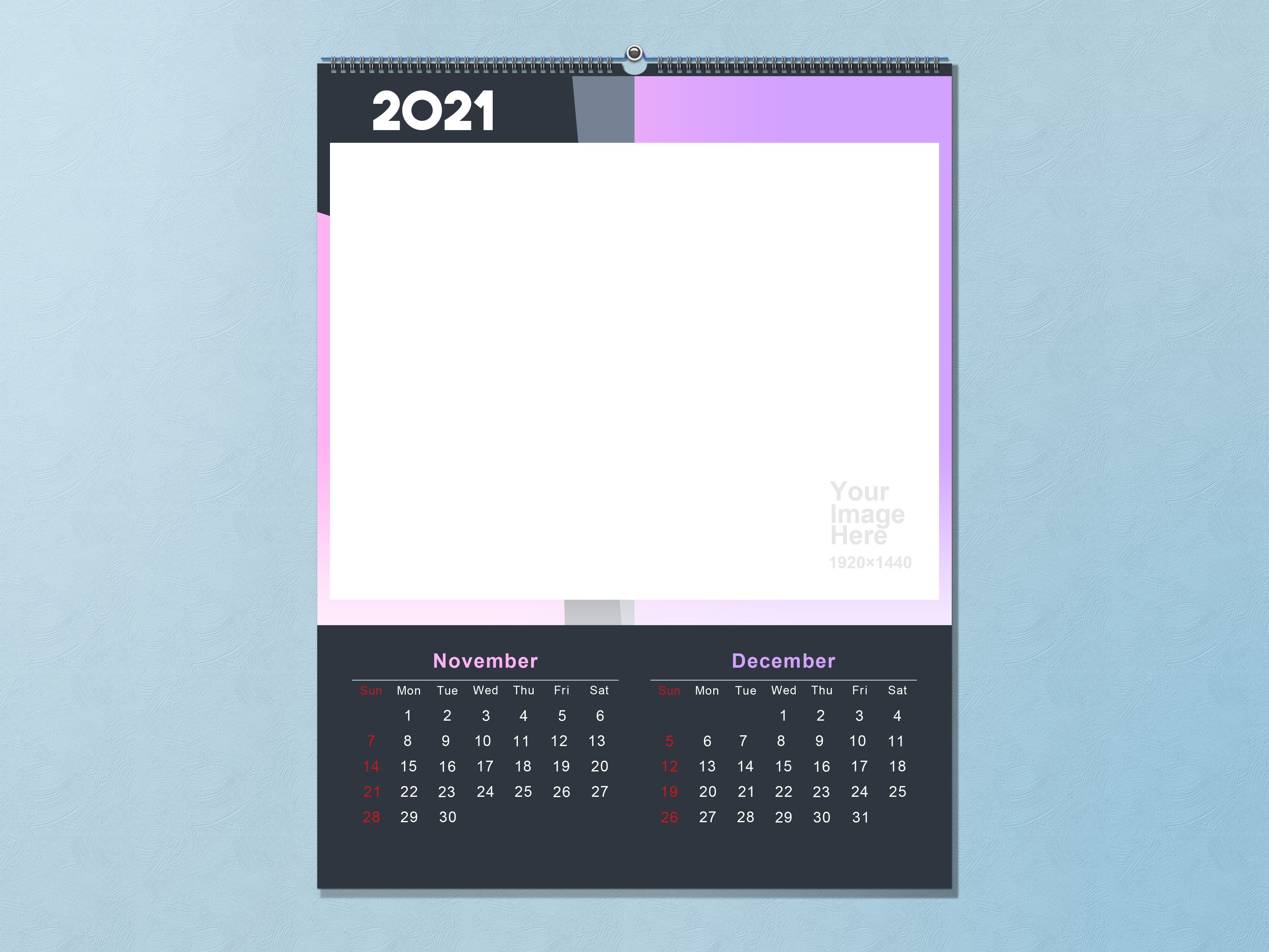 2021 Calendar Template November December 4000x3000