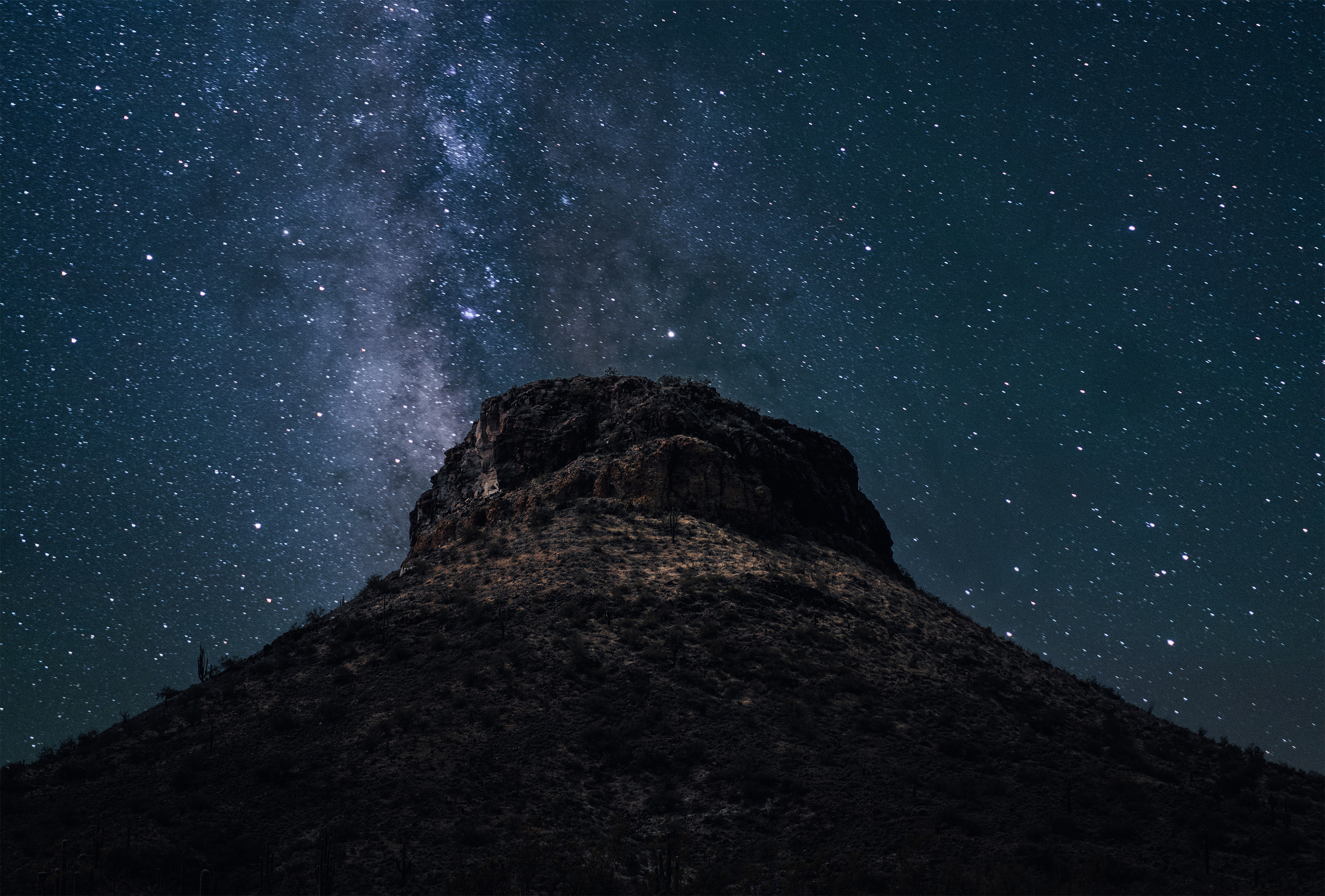 Landscape Nature Mountains Rocks Desert Starry Night Stars Milky Way 3000x2029