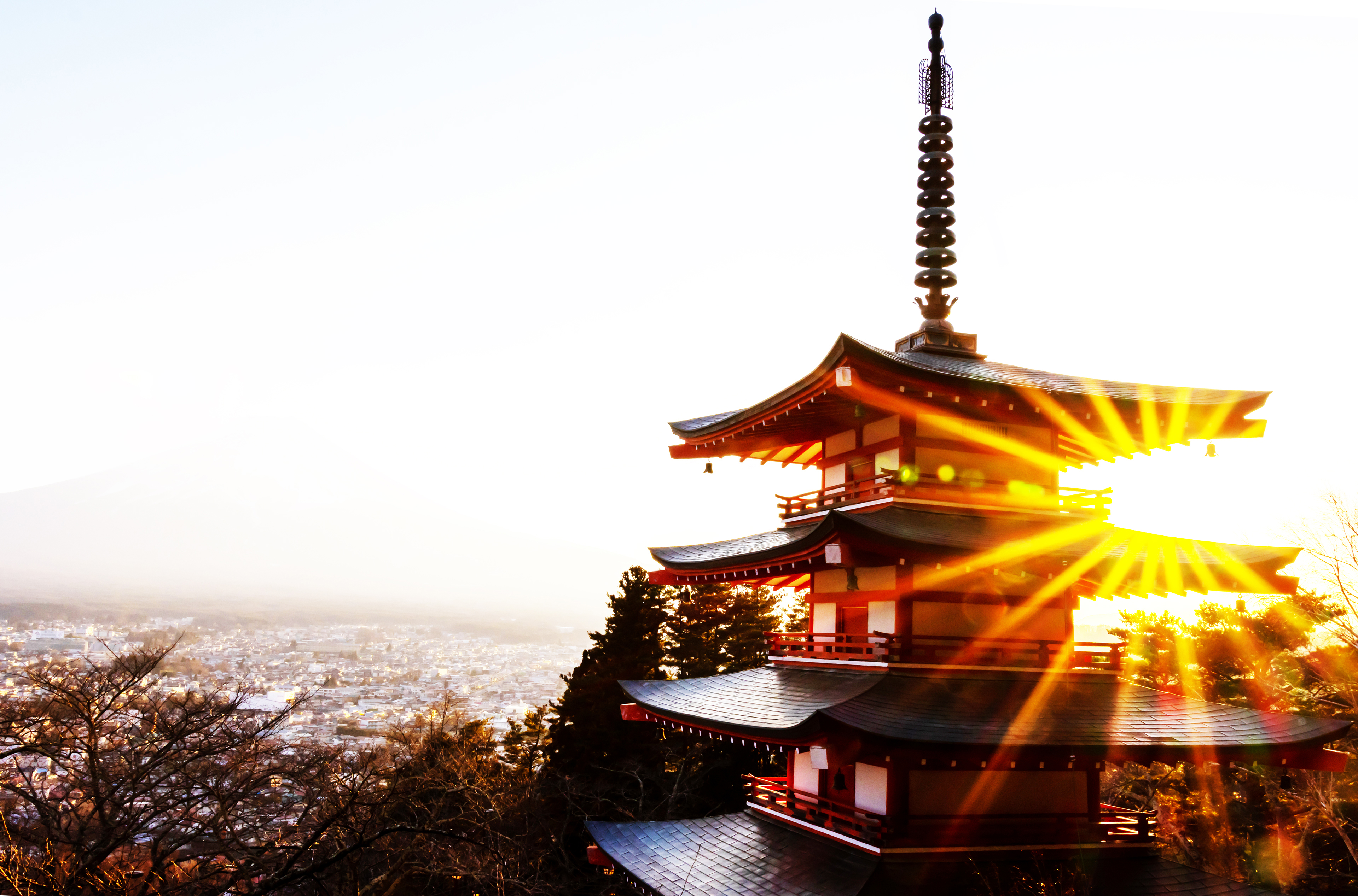 Japan Pagoda Tower Sunlight Temple 3840x2535