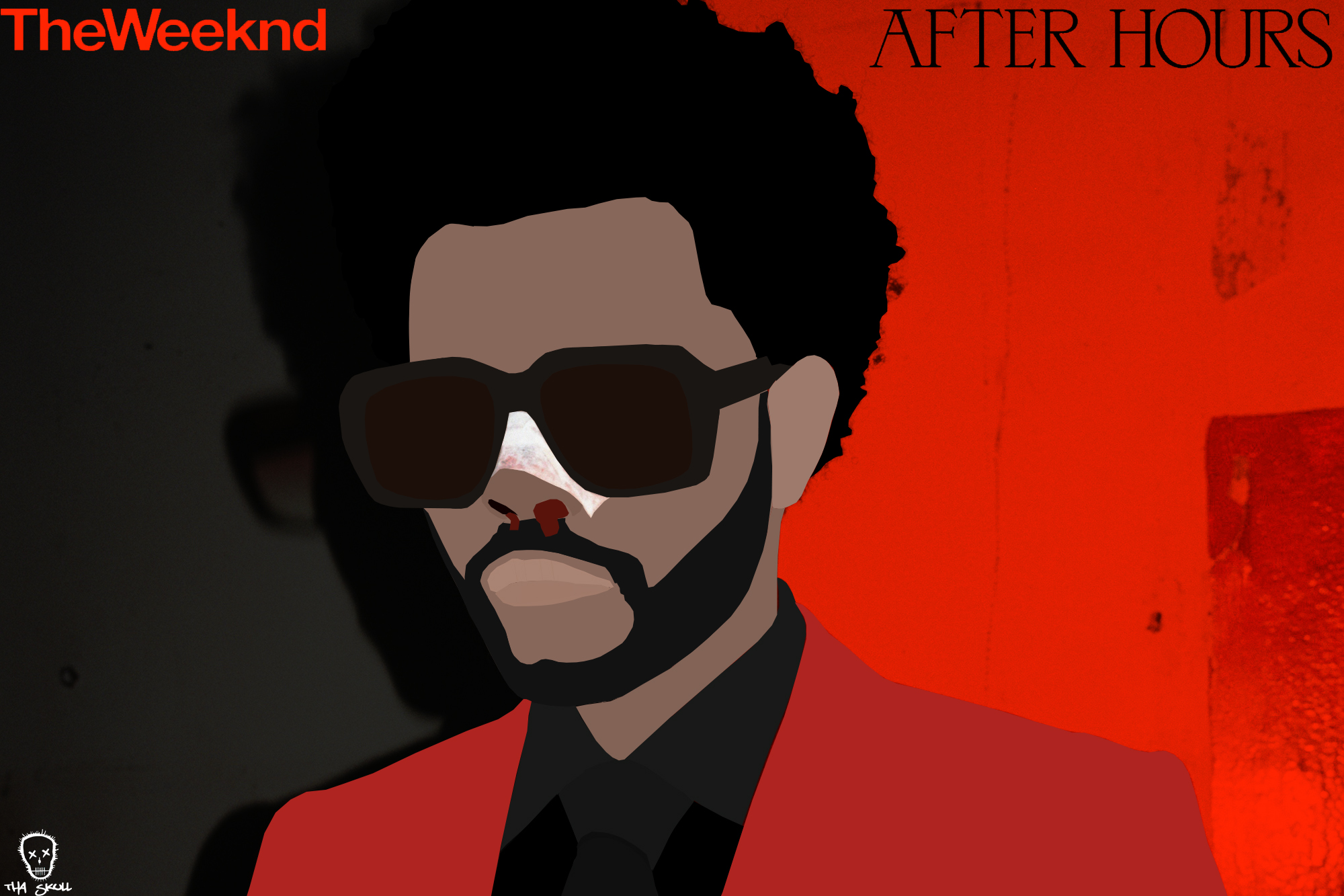 The Weeknd XO After Hours Album Minimalism Material Minimal Flatdesign Red Music 2000x1333