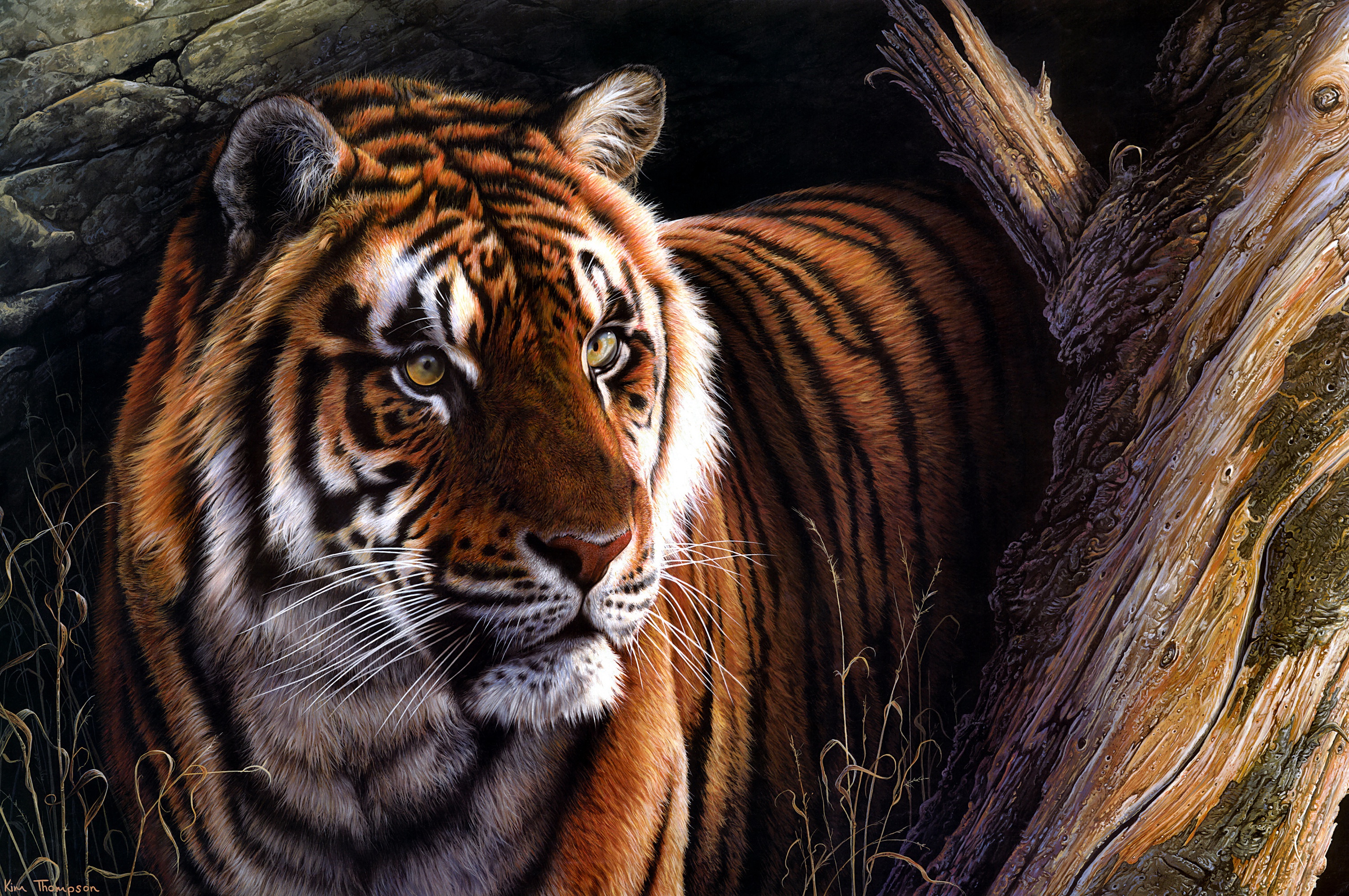Artistic Big Cat Painting Tiger Wildlife Predator Animal 3011x2000