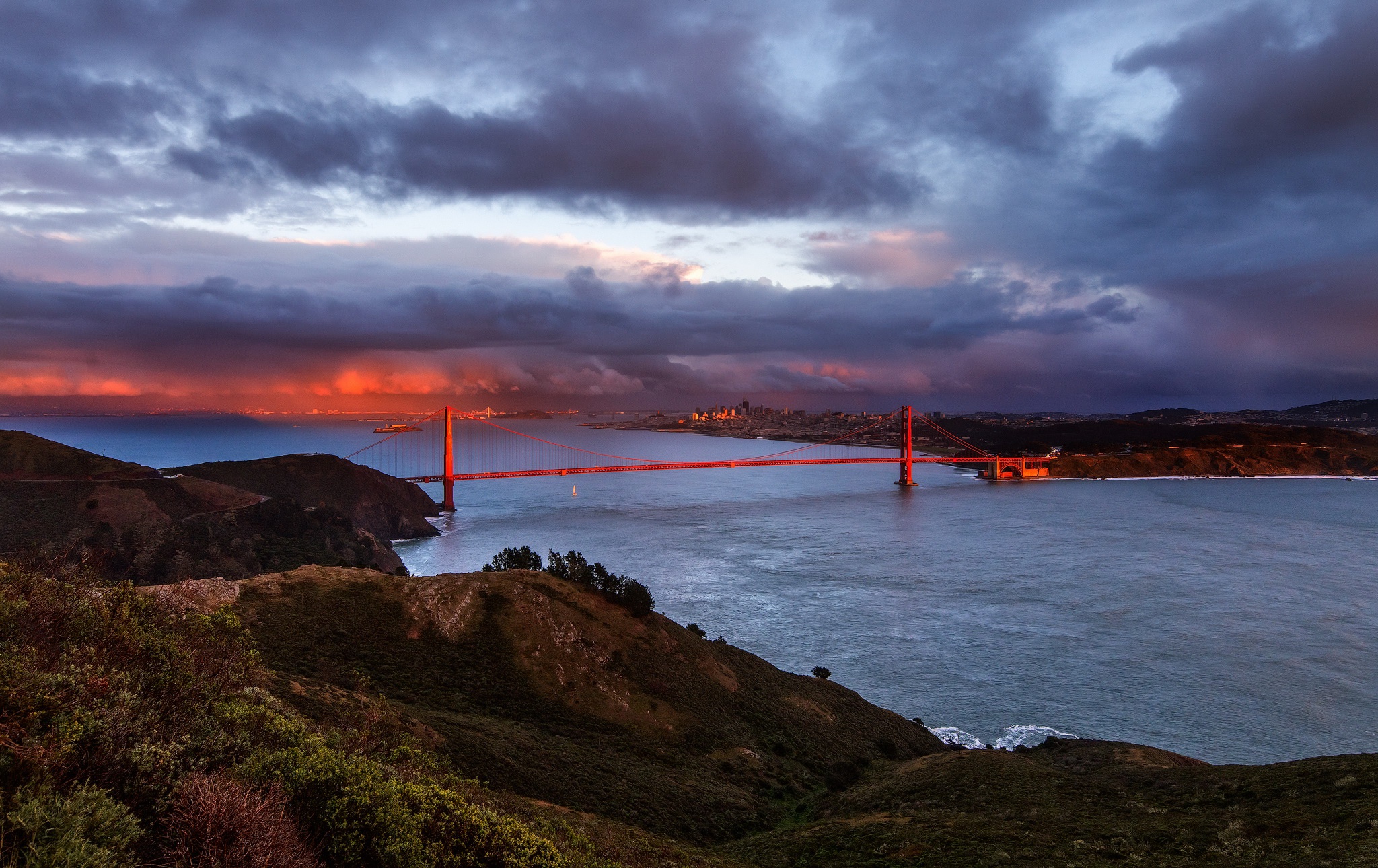 Bridge Cloud Golden Gate Landscape Usa 2048x1290