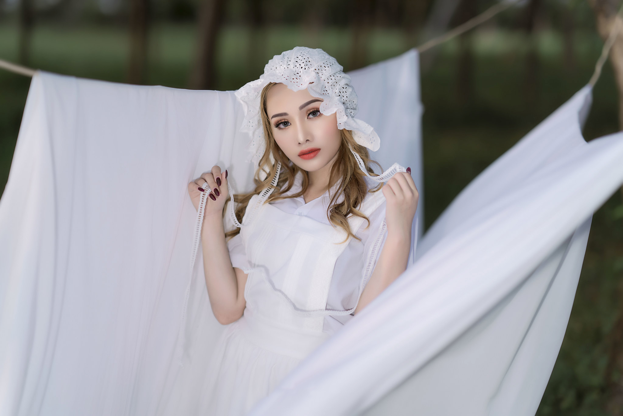Women Vietnamese Asian Depth Of Field White Dress 2048x1366
