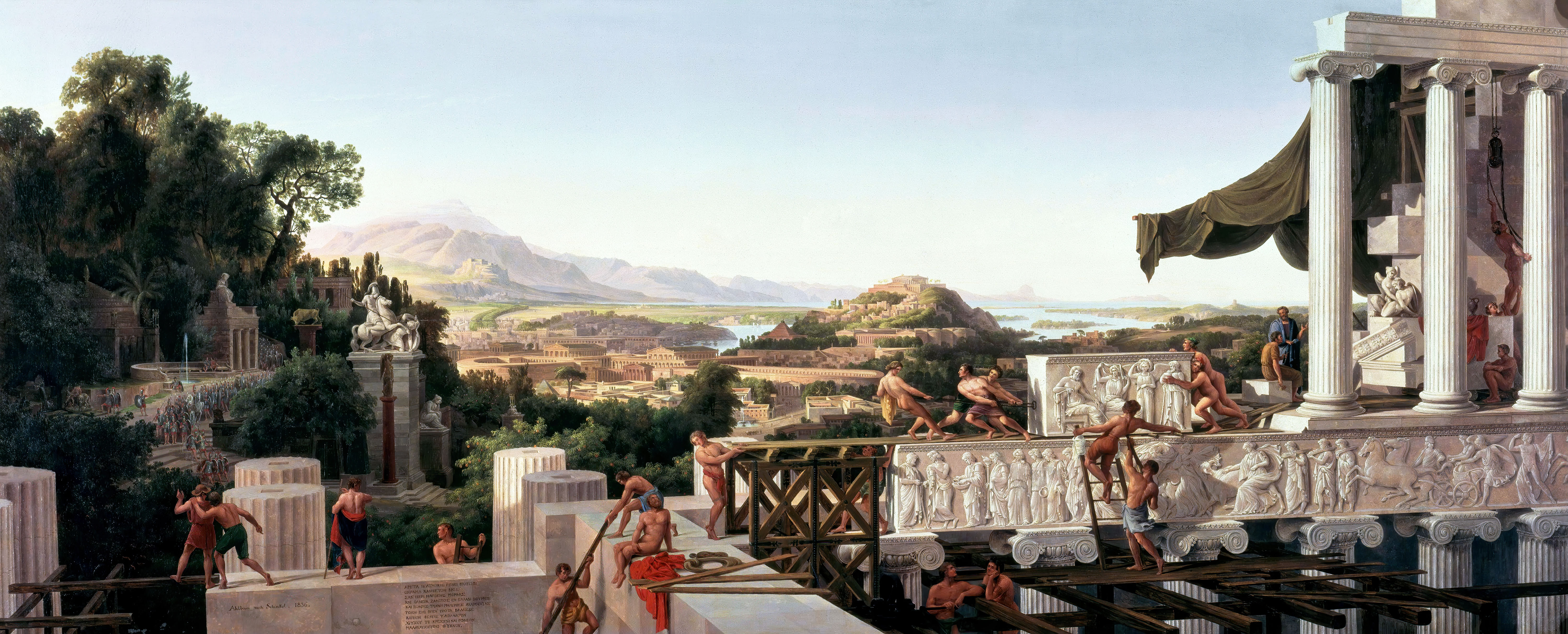 View Of The Flower Of Greece August Ahlborn Greece Parthenon Painting Classic Art 6000x2428