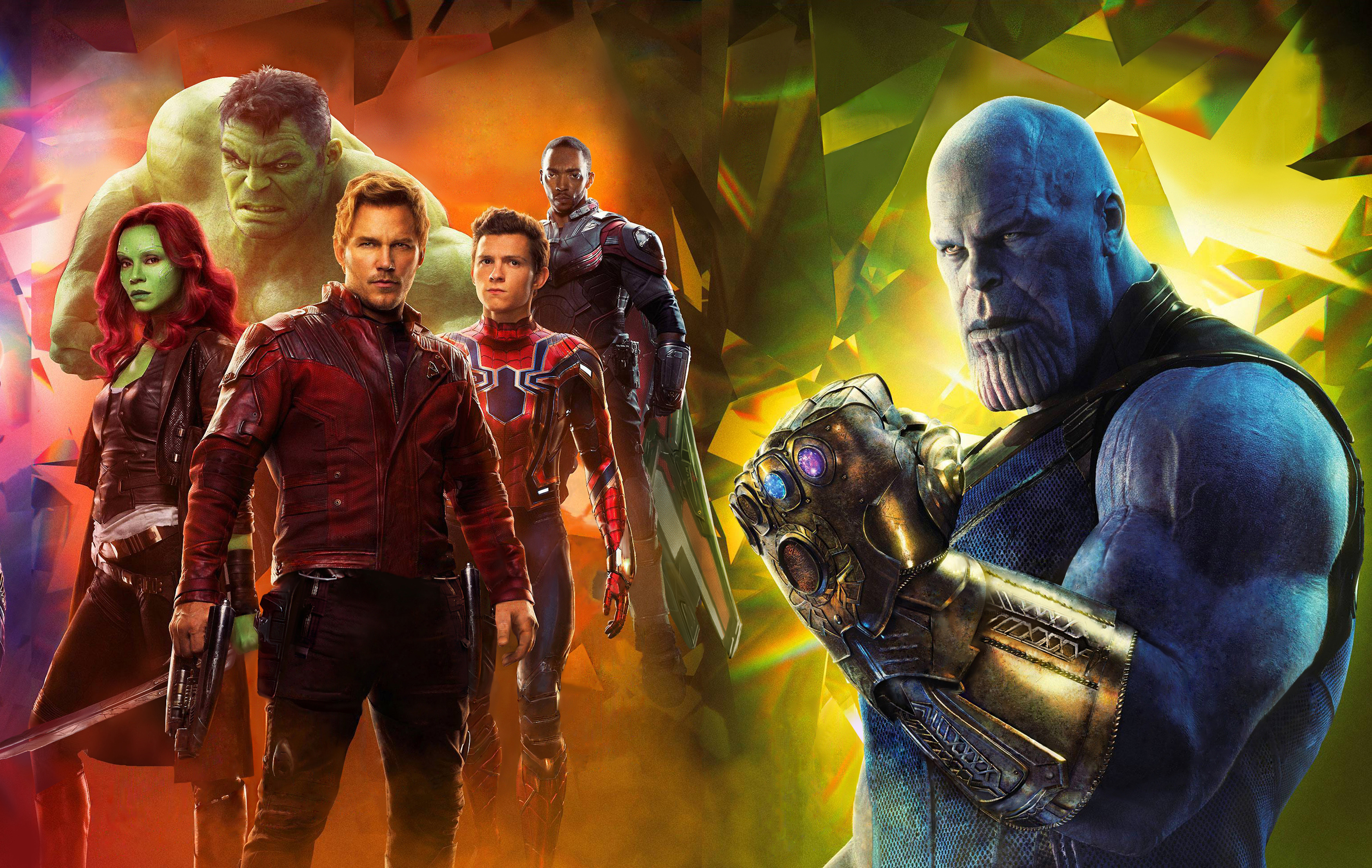 Avengers Infinity War Falcon Marvel Comics Gamora Hulk Spider Man Star Lord Thanos 3500x2215