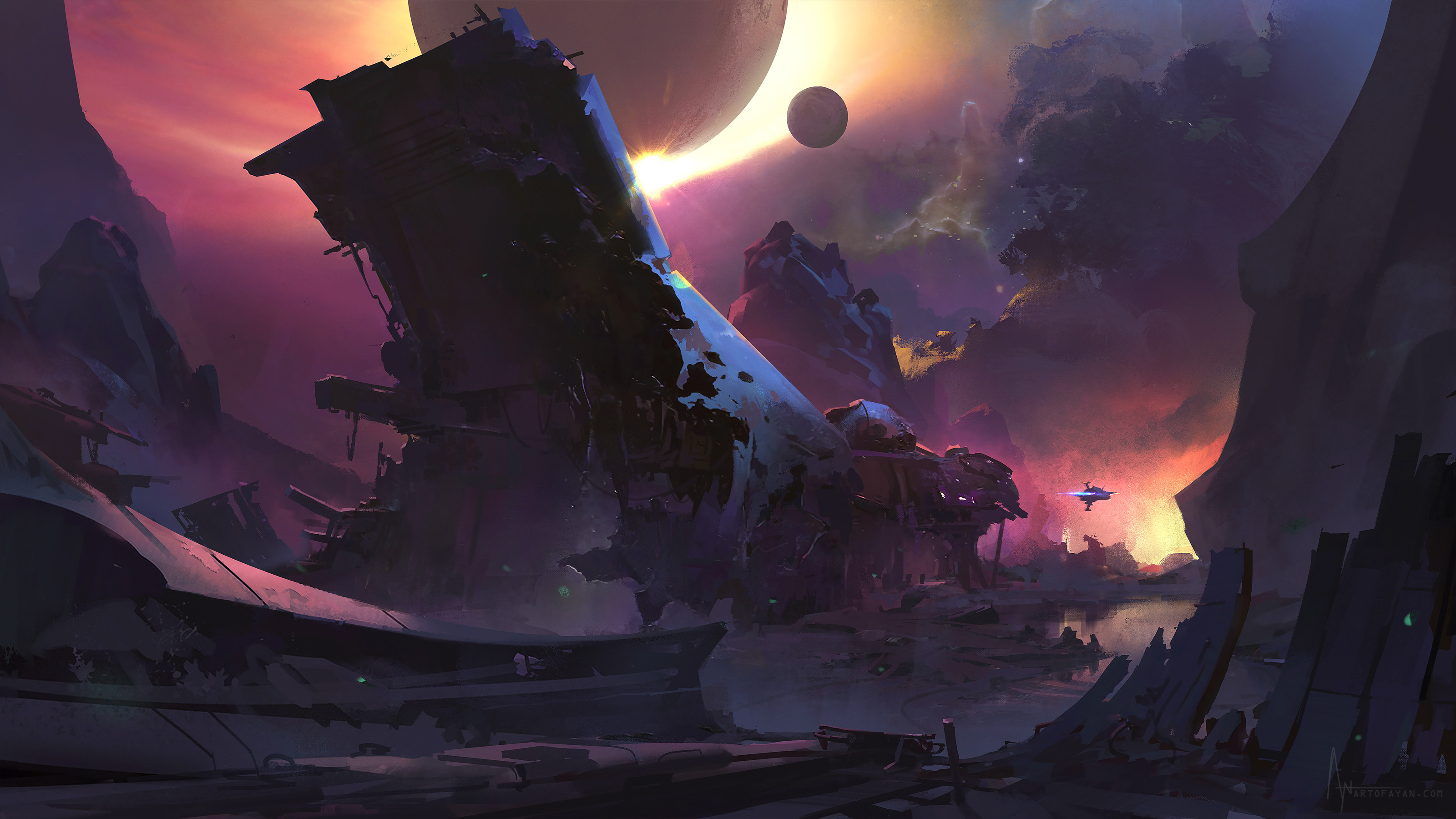 Space Spaceship Planet Science Fiction 3200x1800