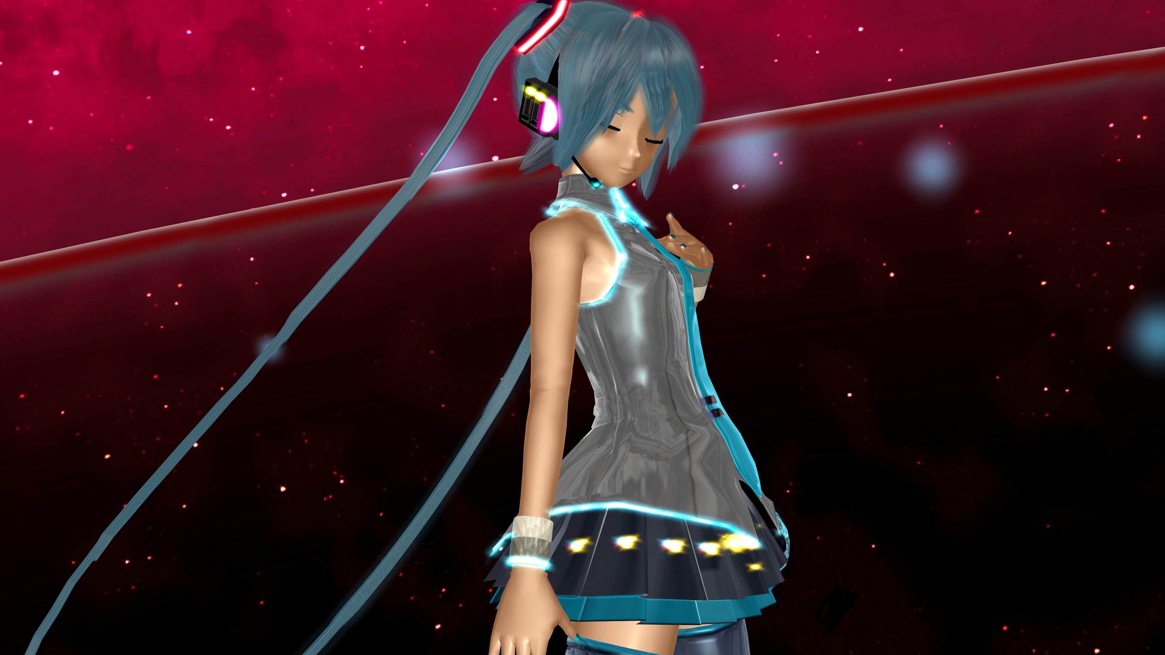 Blue Hair Hatsune Miku Vocaloid 3840x2160